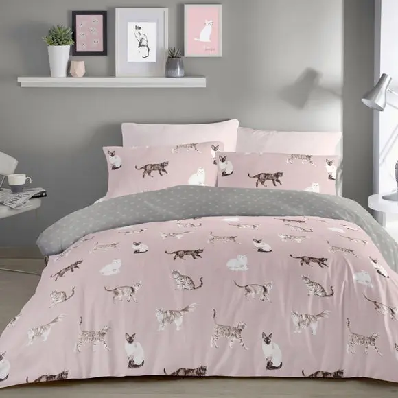 Fusion Cats Reversible Duvet Cover and Pillowcase Set