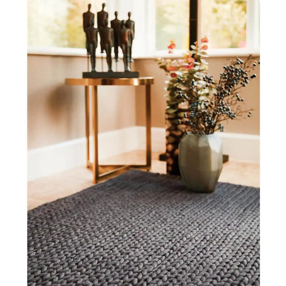 Fusion Dark Grey Braided Wool Rug - Image 3