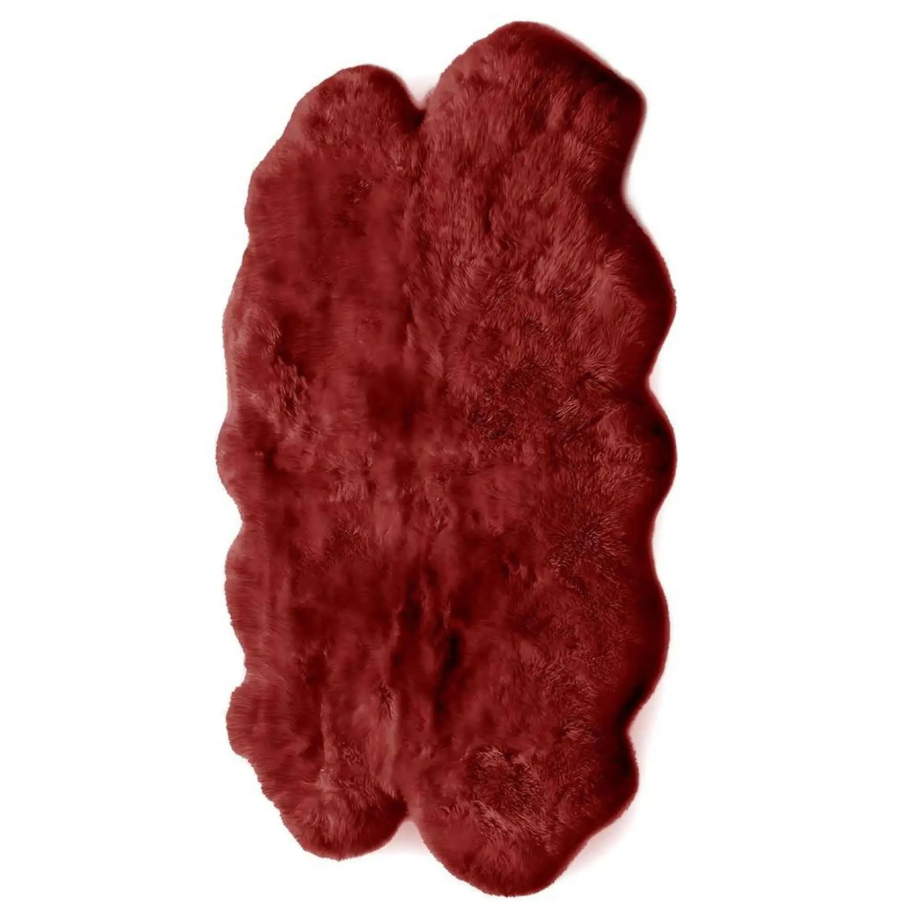 Genuine Berry Red Sheepskin Faux Fur Rug - Image 4