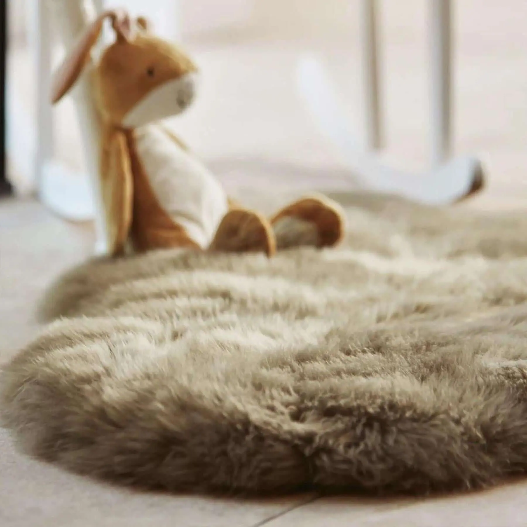Genuine Khaki/Taupe Sheepskin Faux Fur Rug - Image 3