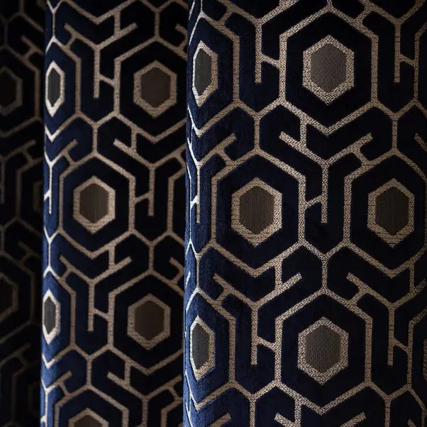Geo Cut Velvet Eyelet Curtains - Image 3