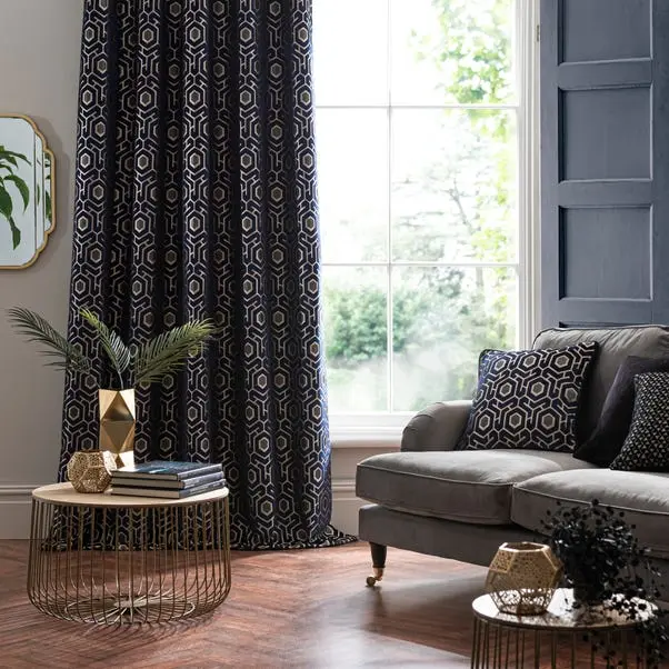 Geo Cut Velvet Eyelet Curtains - Image 4