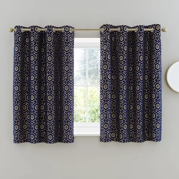 Geo Cut Velvet Eyelet Curtains - Image 5