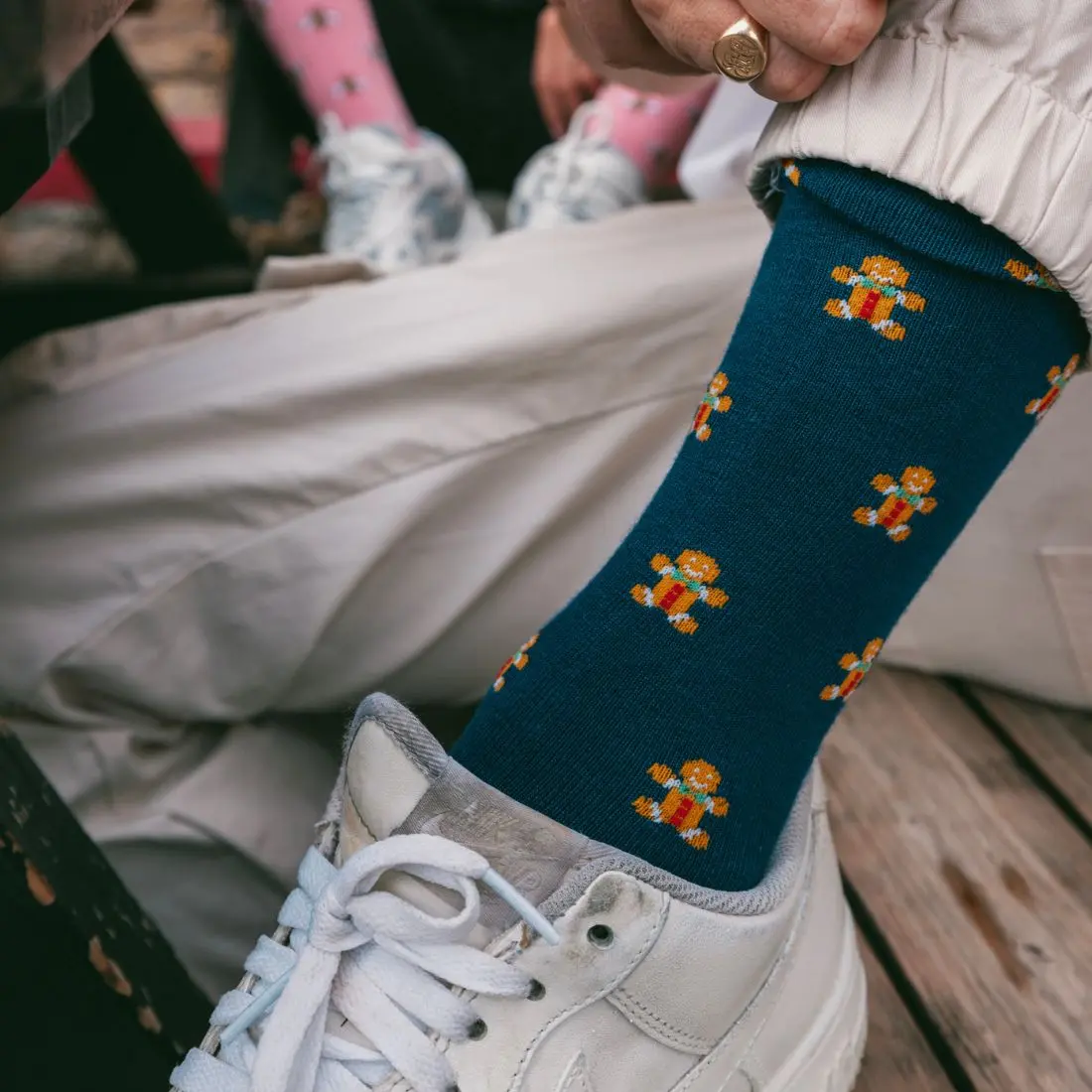 Gingerbread Men Matching Bamboo Socks (Adult & Child) - Image 2