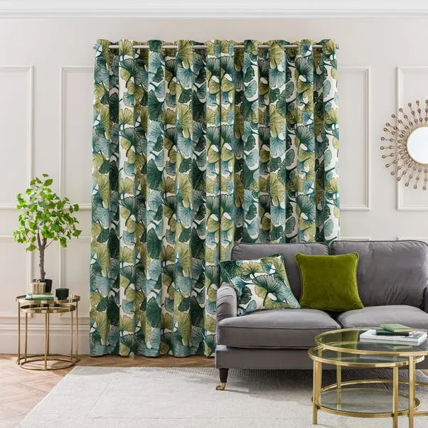 Gingko Cut Velvet Eyelet Curtains - Image 4
