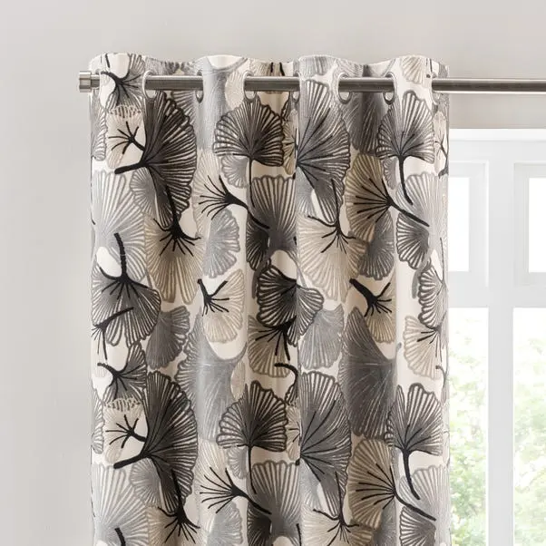 Gingko Cut Velvet Eyelet Curtains - Image 5