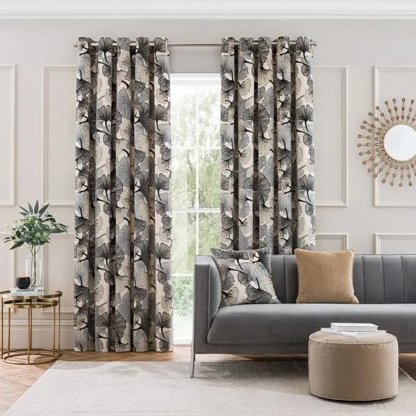 Gingko Cut Velvet Eyelet Curtains - Image 6