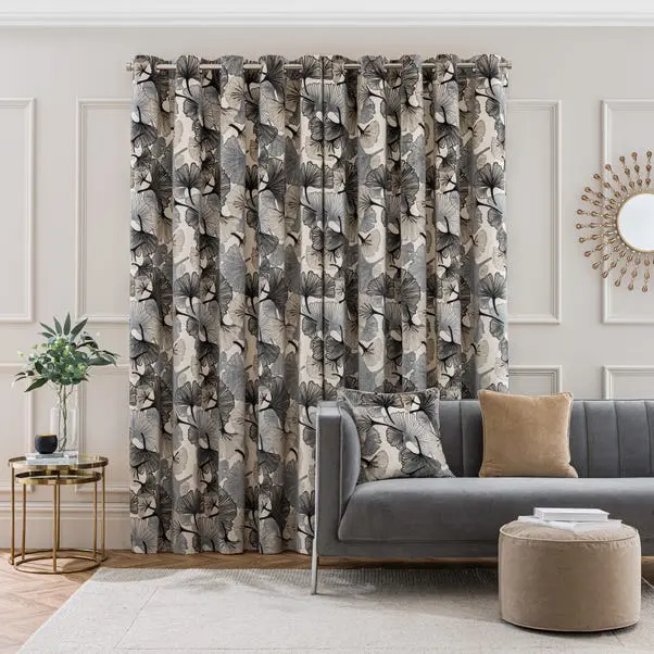 Gingko Cut Velvet Eyelet Curtains - Image 8