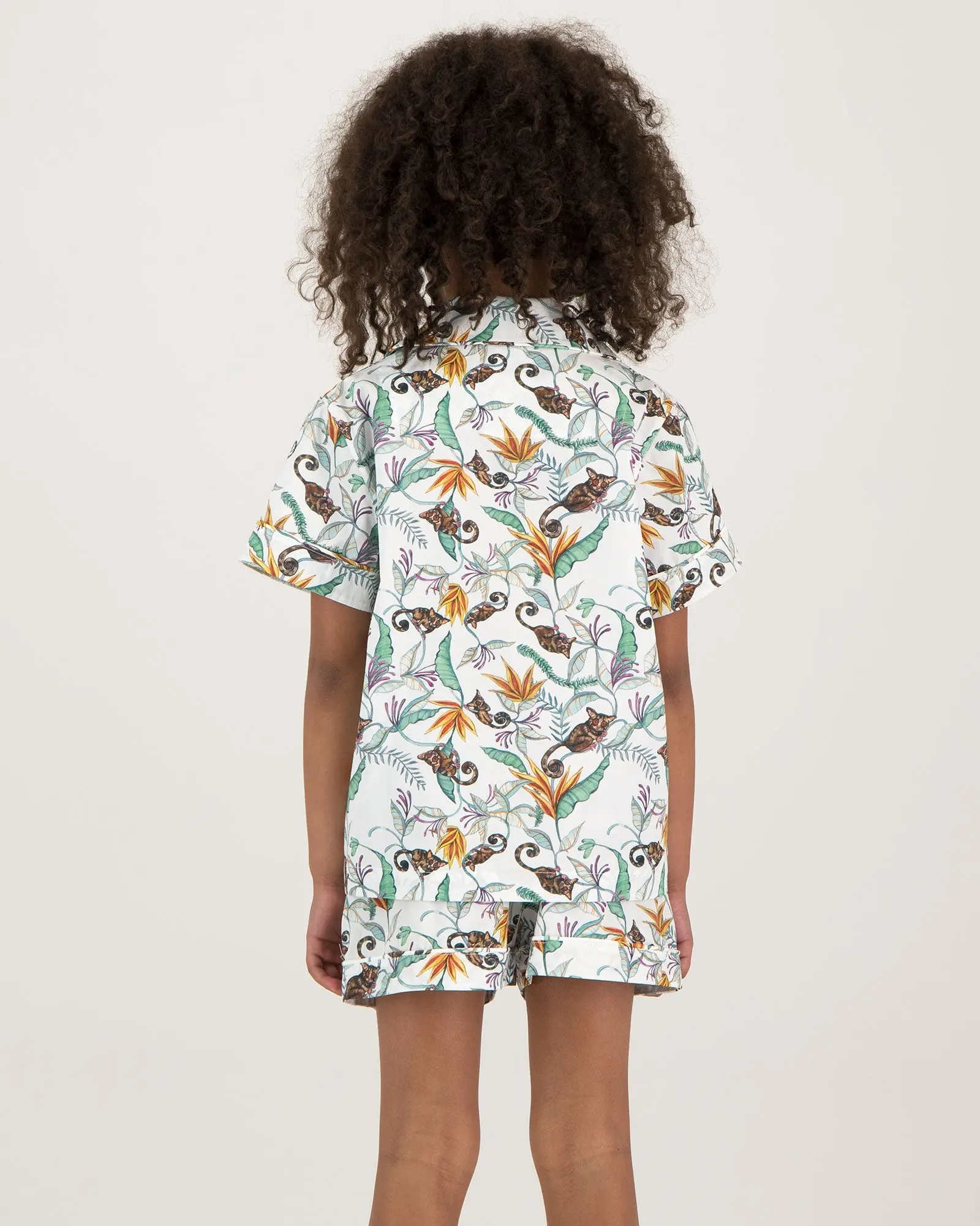 Girls Short Pyjamas - Night Monkeys White - Image 3
