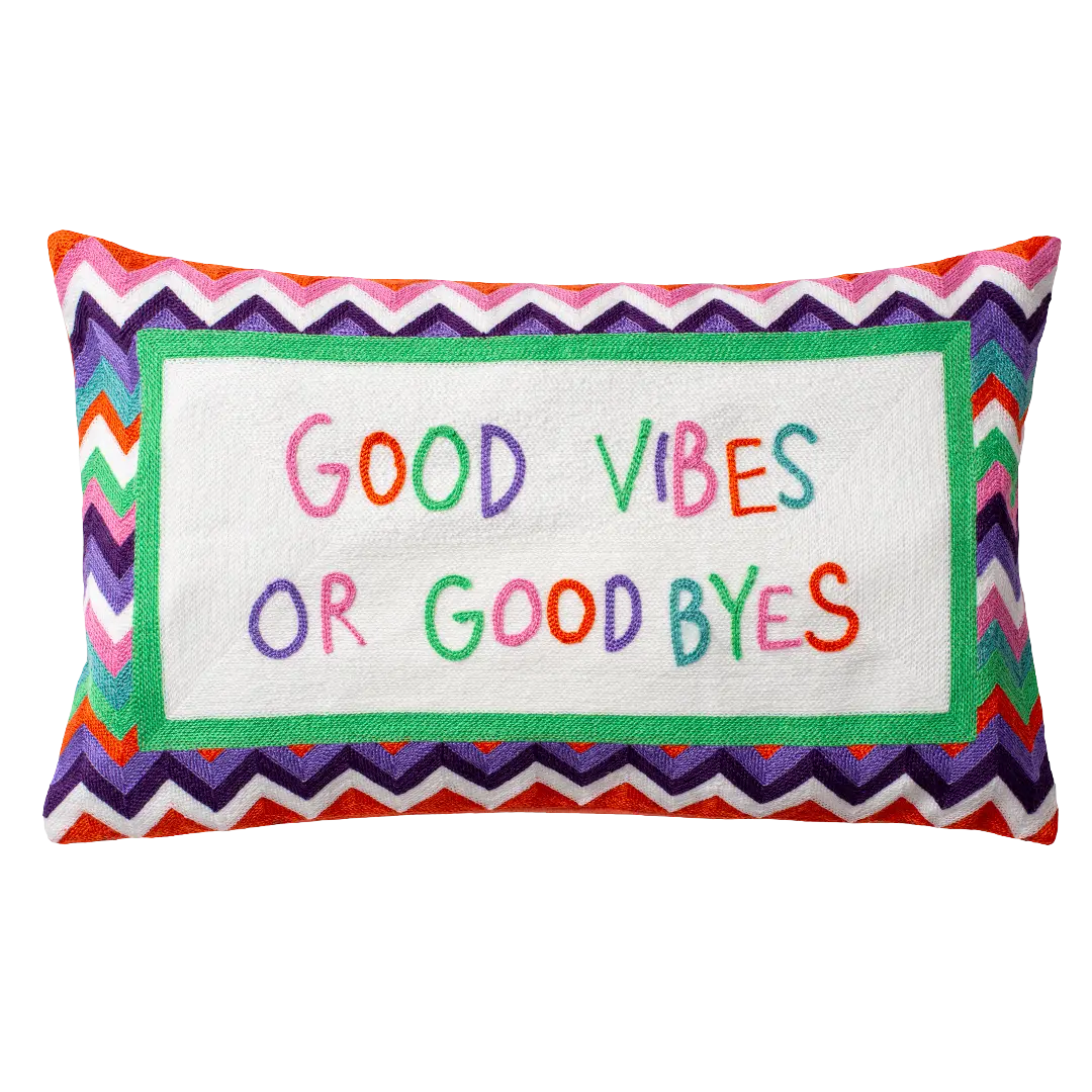 Good Vibes or Good Byes Needlepoint Pillow - Image 6