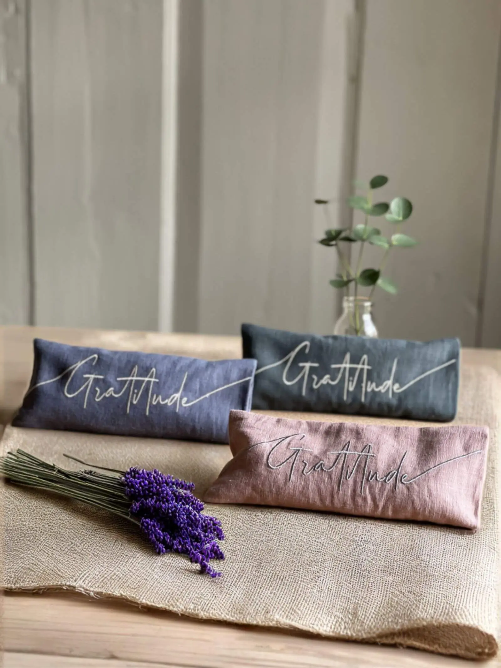 Gratitude Embroidered Linen and Lavender Eye Pillow - Image 5
