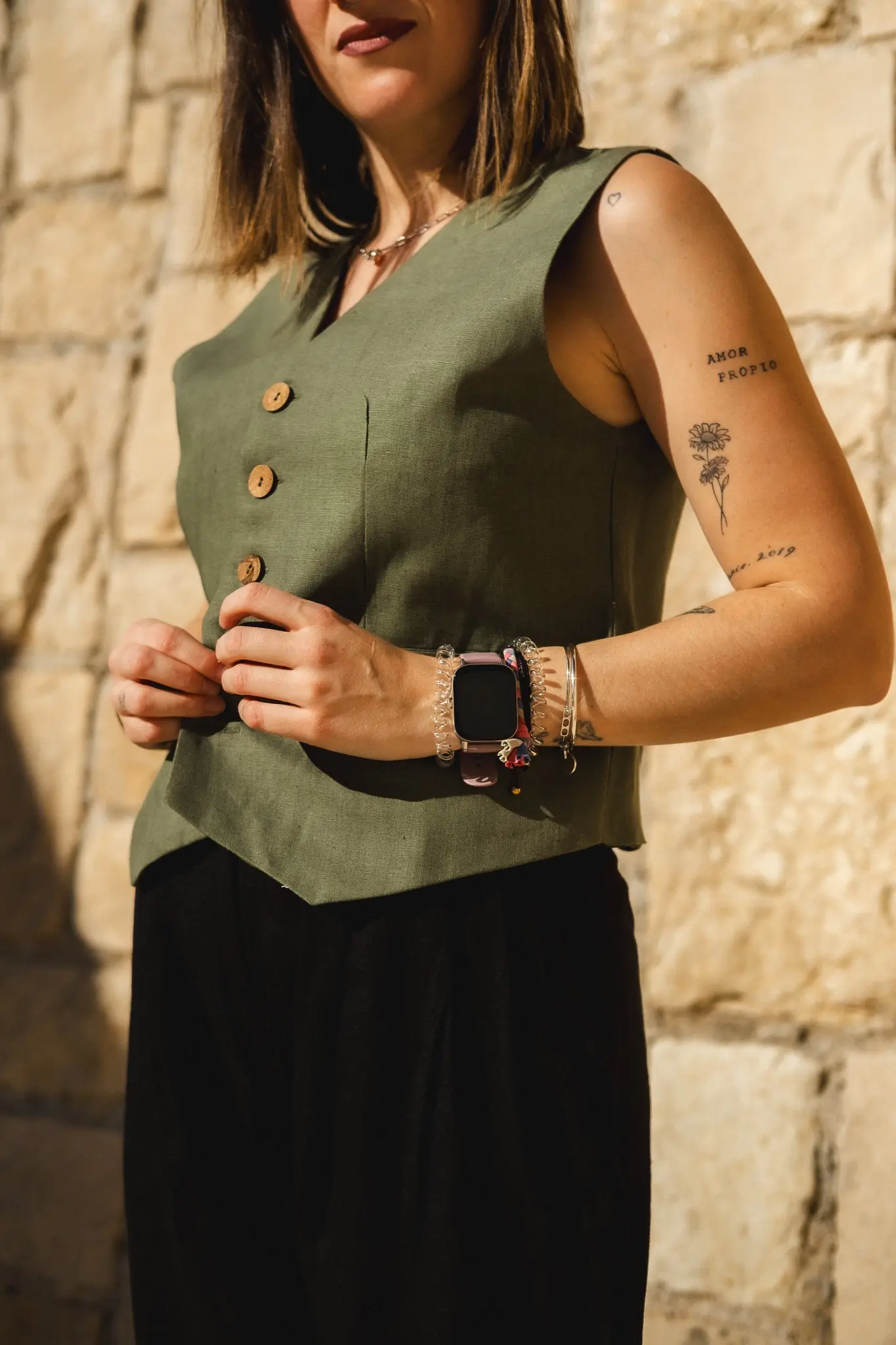Green Cotton Linen Waistcoat - Image 10