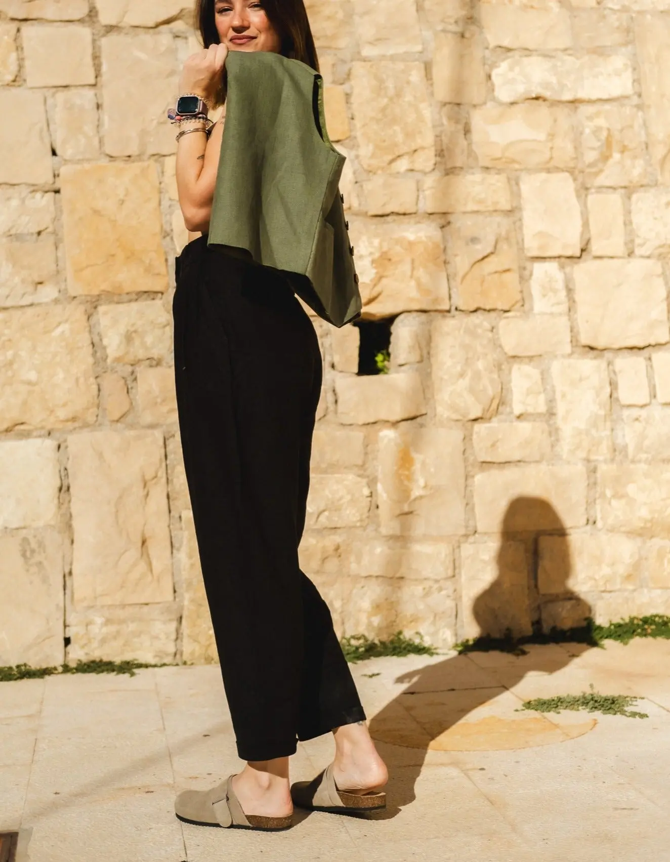 Green Cotton Linen Waistcoat - Image 2
