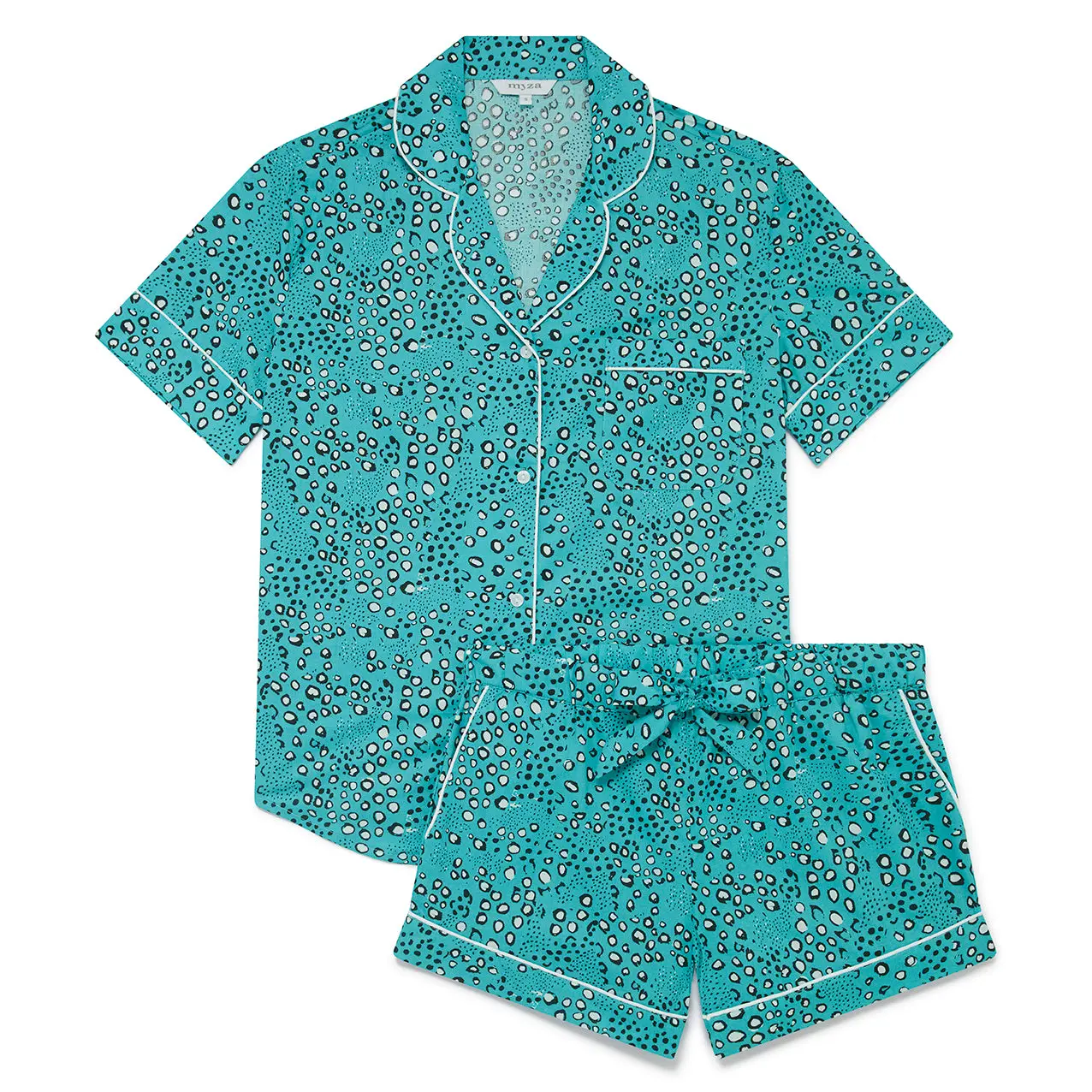 Green Dots Women's Short Sleeve Organic Cotton Pyjama Short Set - Image 4