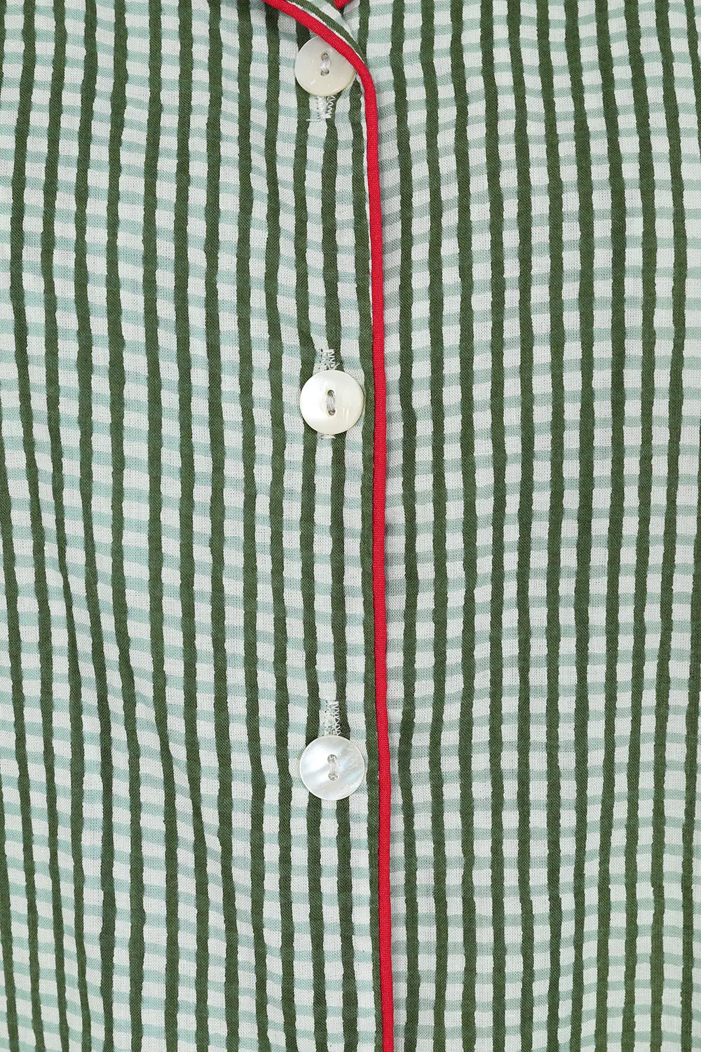 Green Gingham Women's Pyjama Trouser Set - Image 5