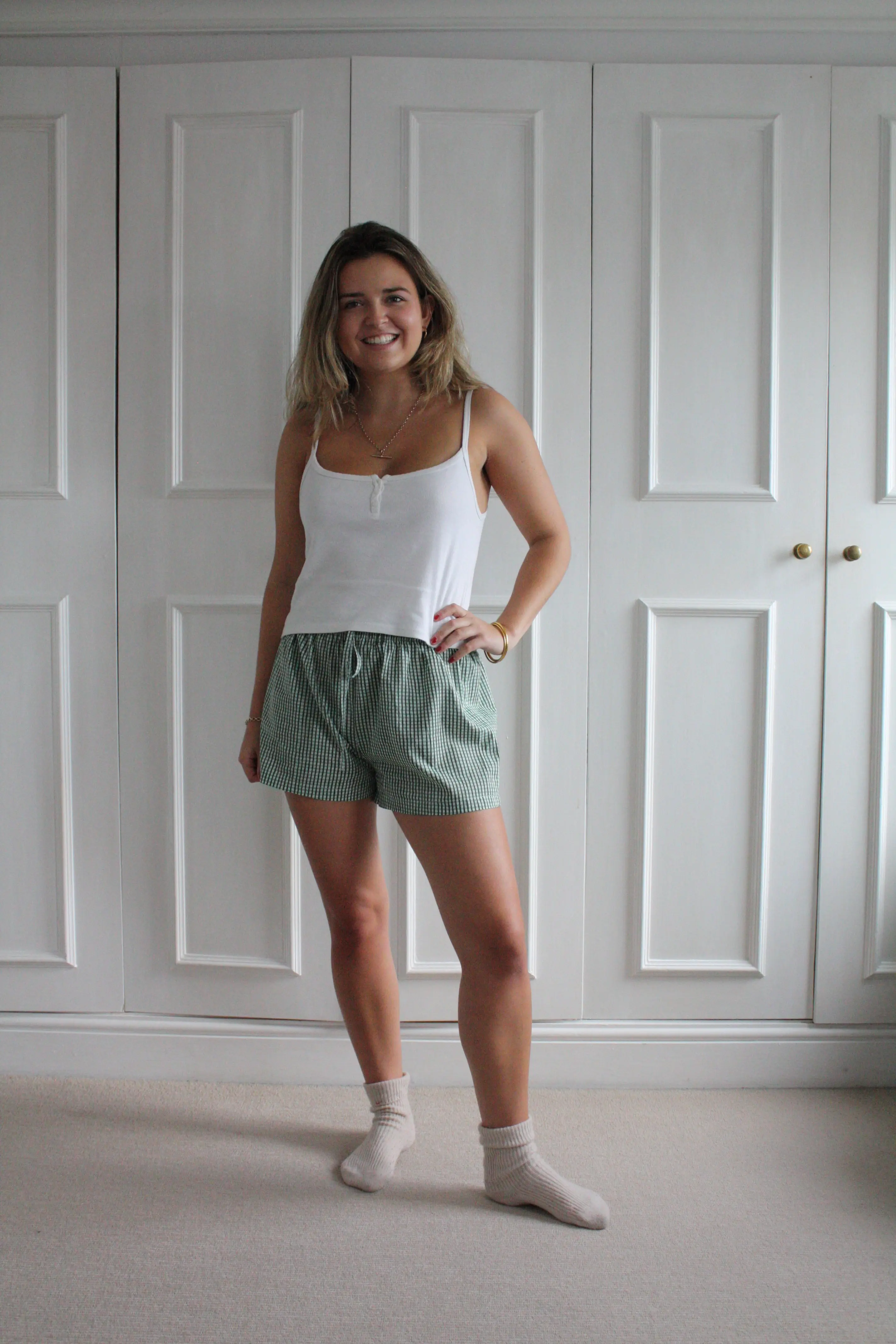 Green Gingham Women's Pyjama Shorts - Image 5
