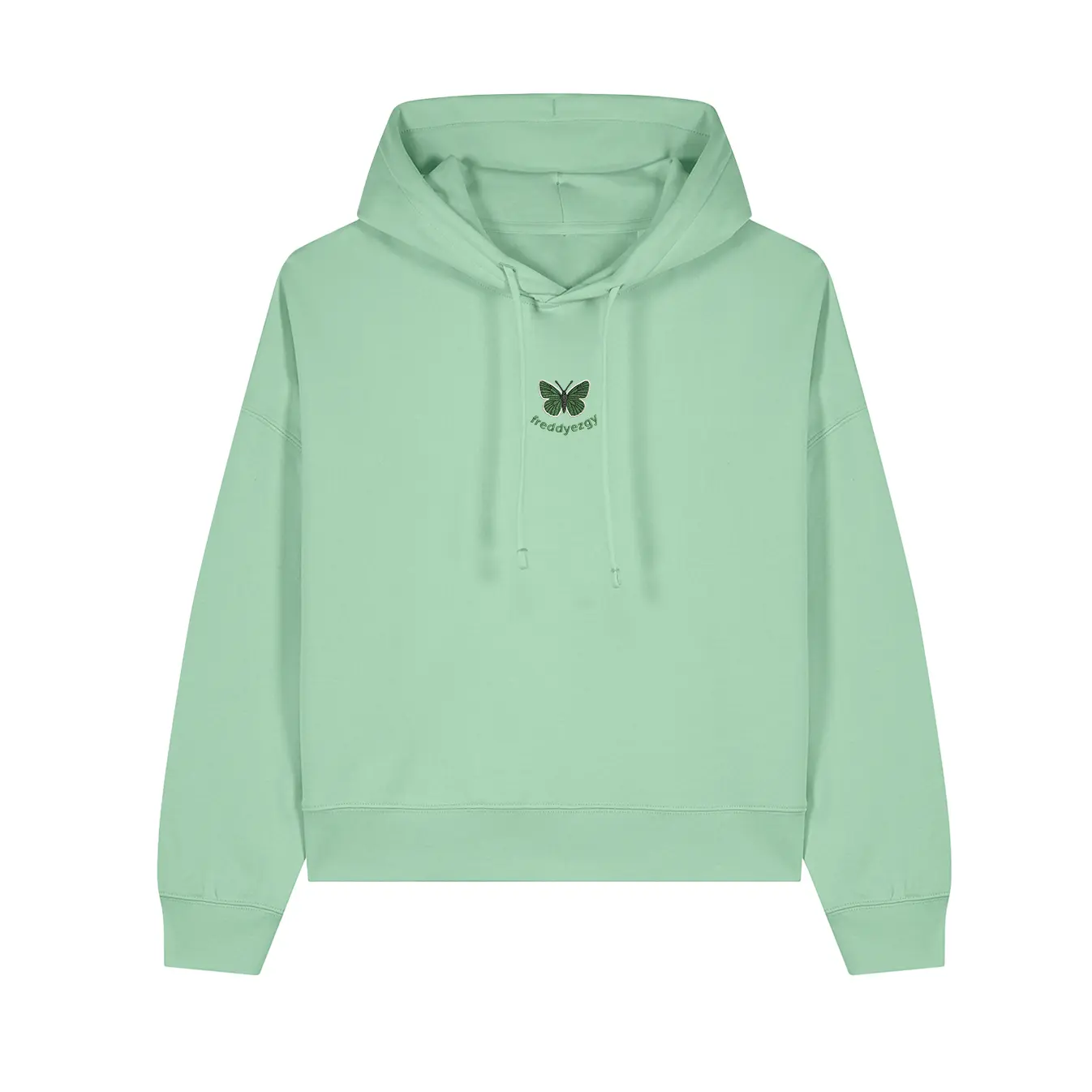 Green Hairstreak Butterfly Cropped Hoodie - Butterfly - Unisex Relaxed Fit - Image 4