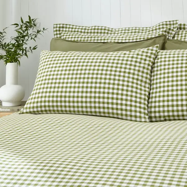 Green Portloe Woven Gingham Duvet Cover & Pillowcase Set - Image 2