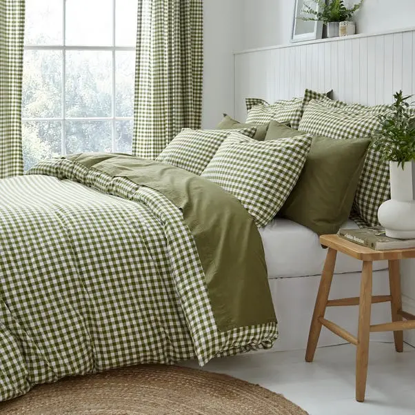 Green Portloe Woven Gingham Duvet Cover & Pillowcase Set - Image 3