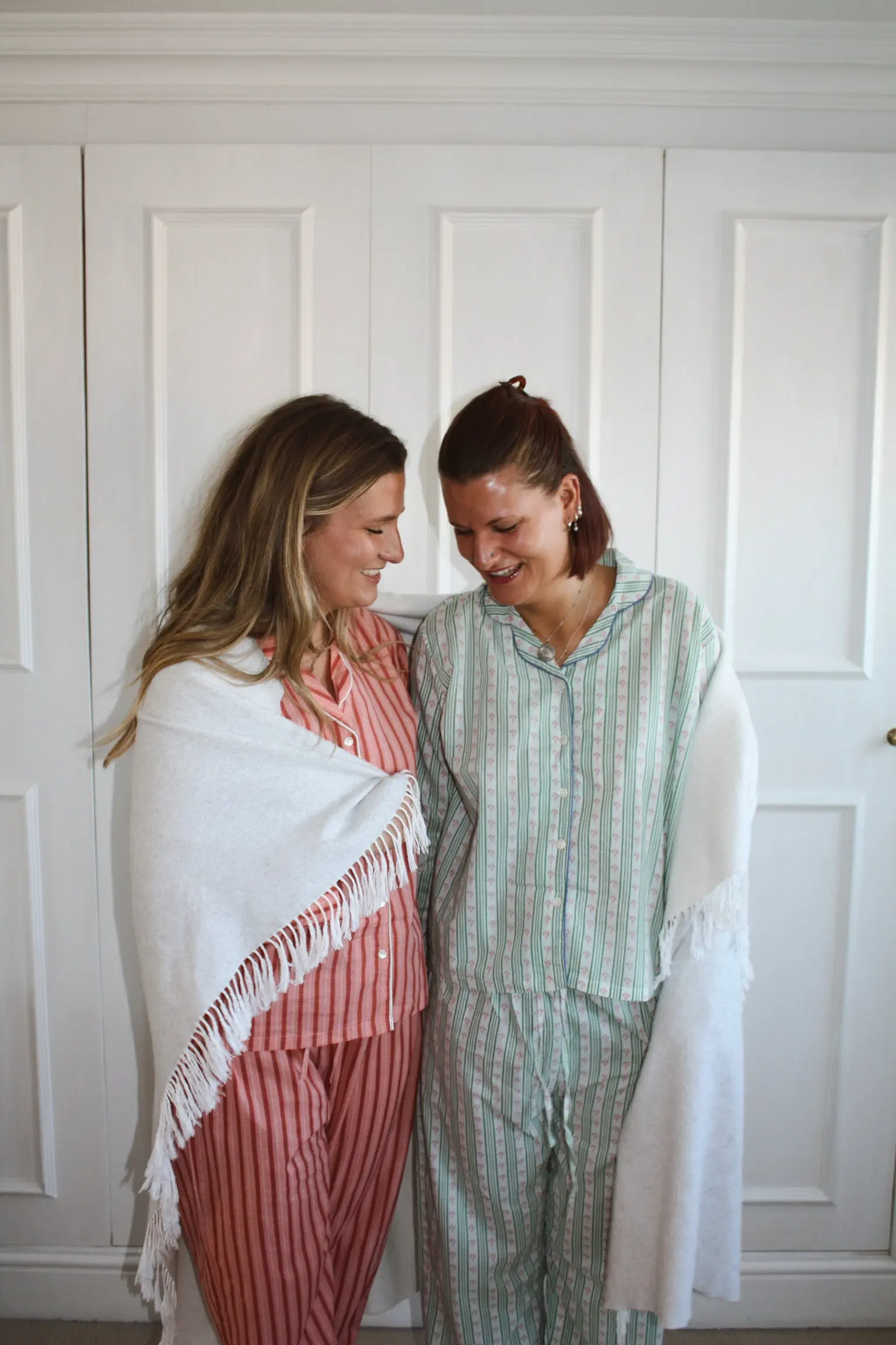 Green Ditsy Stripe Women's Cotton Pyjama Trouser Set - Image 14