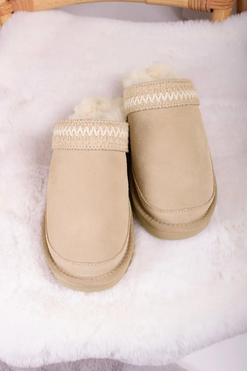 Hallie Sheepskin Multiway Slippers in Beige - Image 5