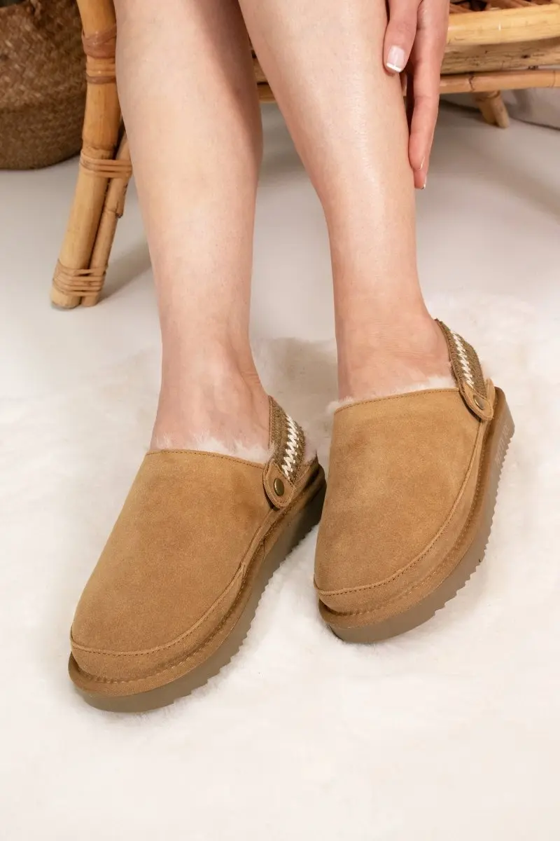 Hallie Sheepskin Multiway Slippers in Chestnut - Image 2