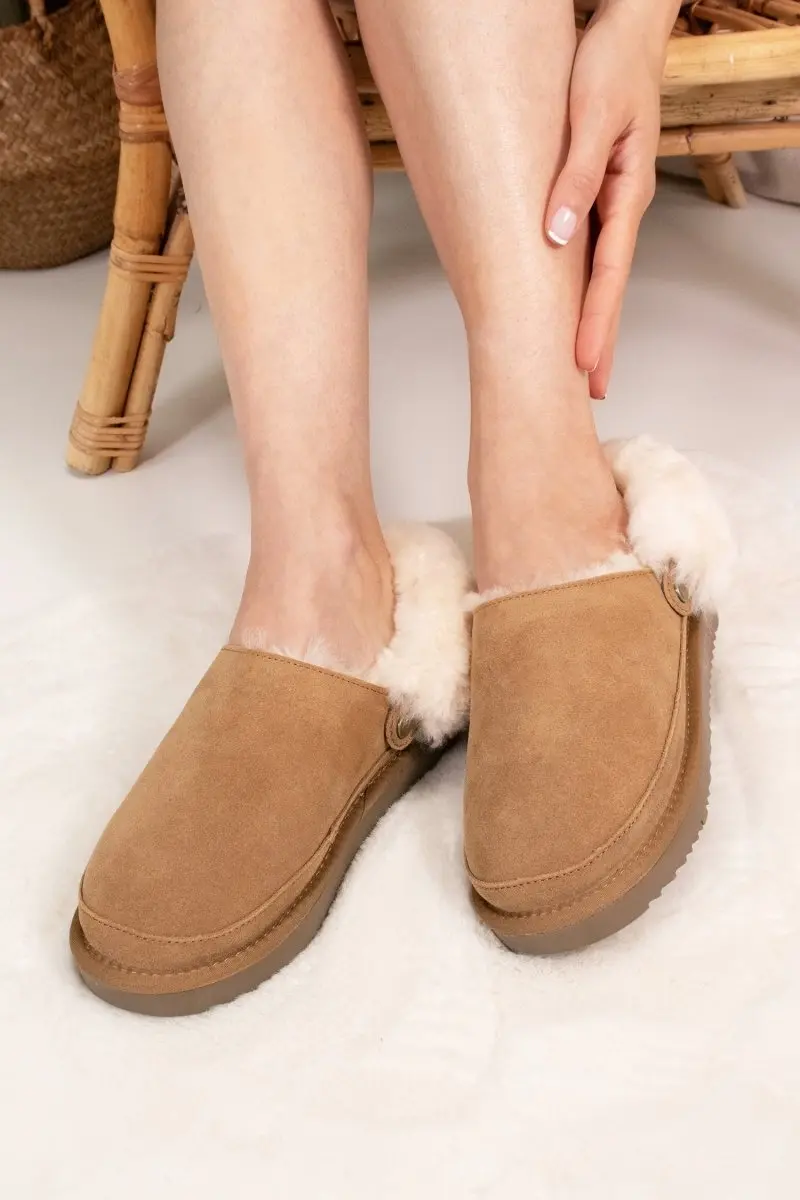 Hallie Sheepskin Multiway Slippers in Chestnut - Image 4
