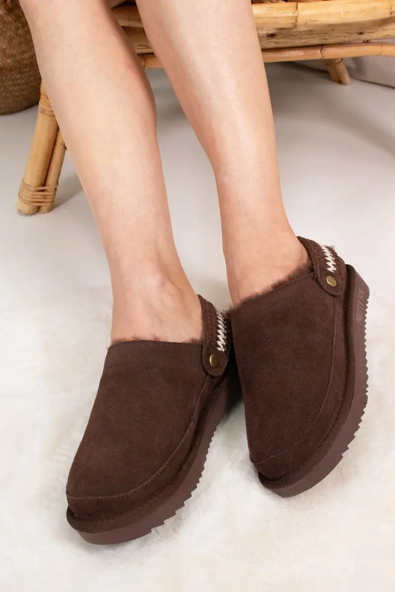 Hallie Sheepskin Multiway Slippers in Chocolate - Image 3
