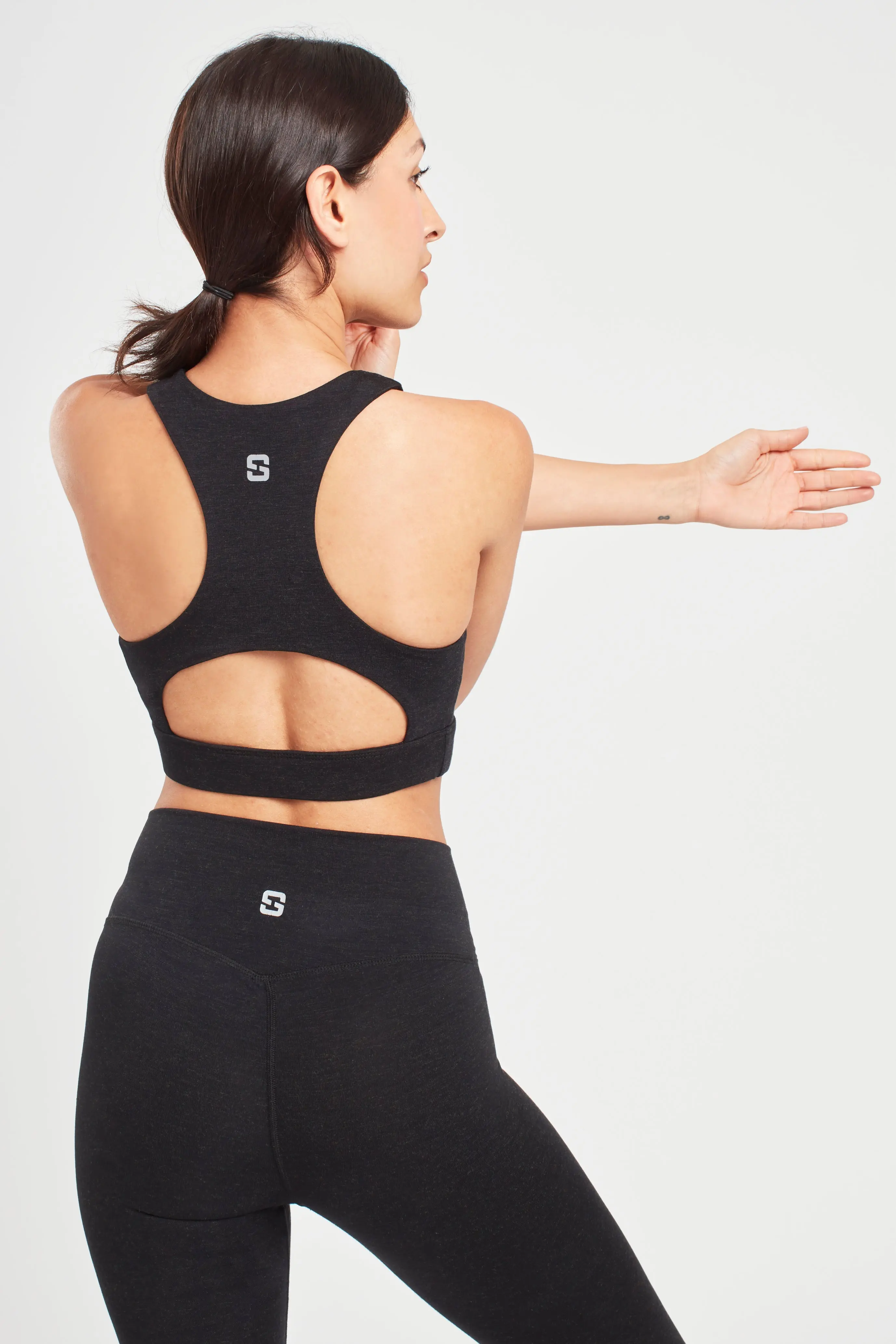 Marl Black High Neck Sports Bra - Image 4