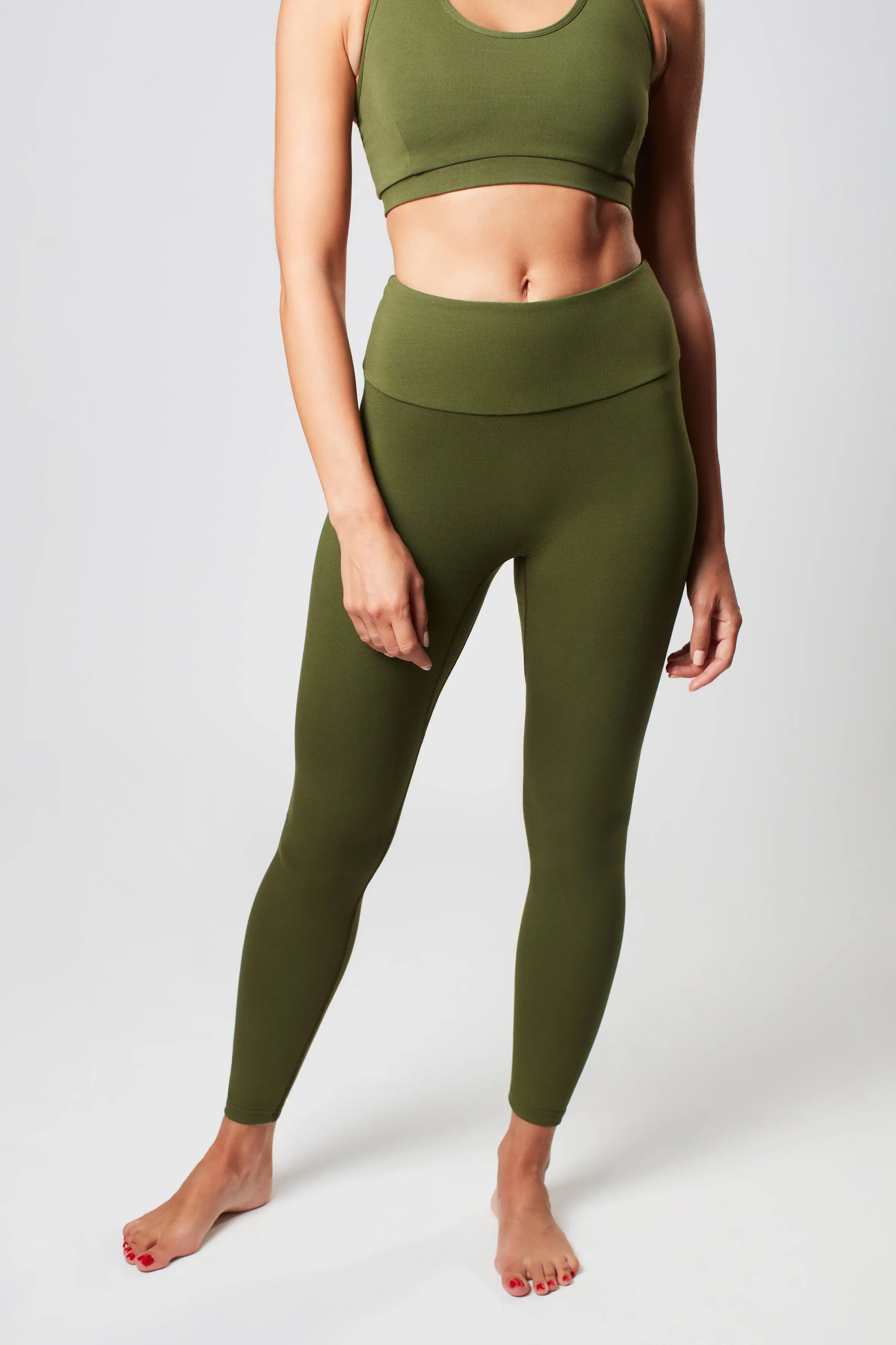 Earth Khaki Women's High Waisted Leggings - Image 3