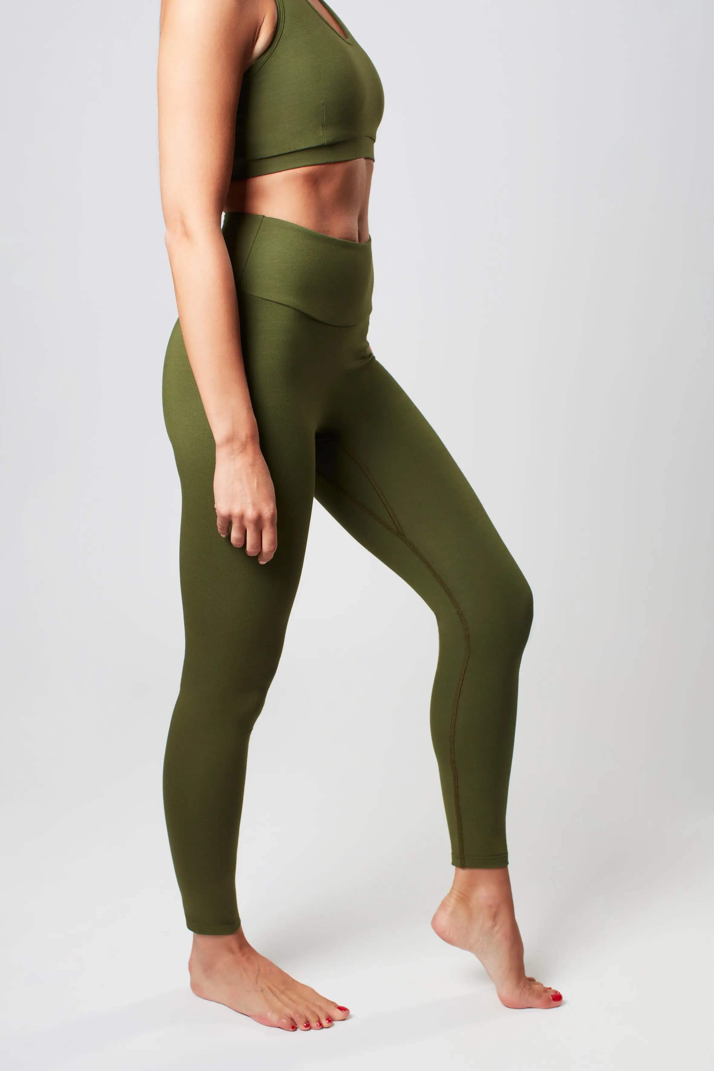 Earth Khaki Women's High Waisted Leggings - Image 4