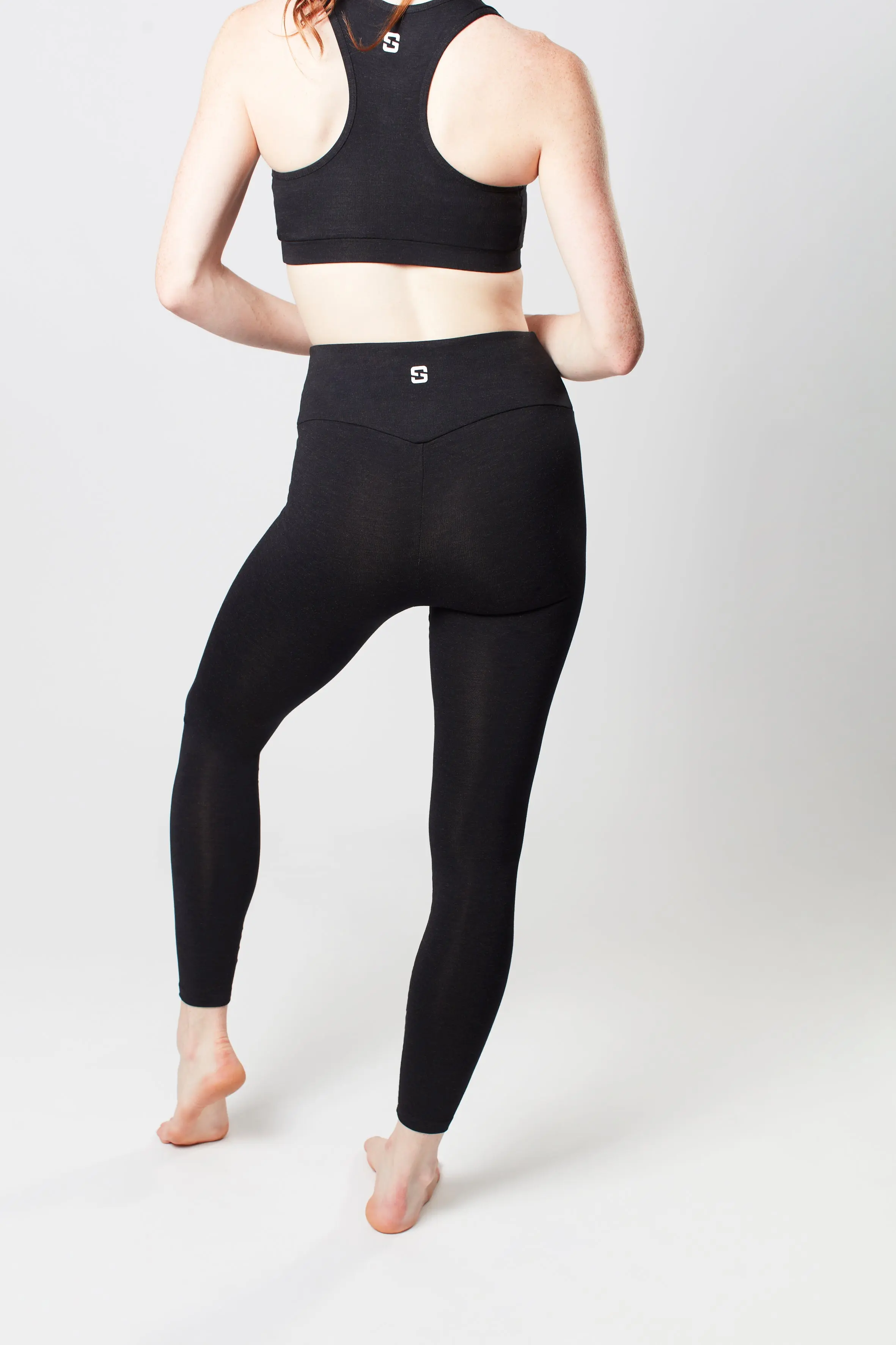 Marl Black High Waisted Leggings - Image 3