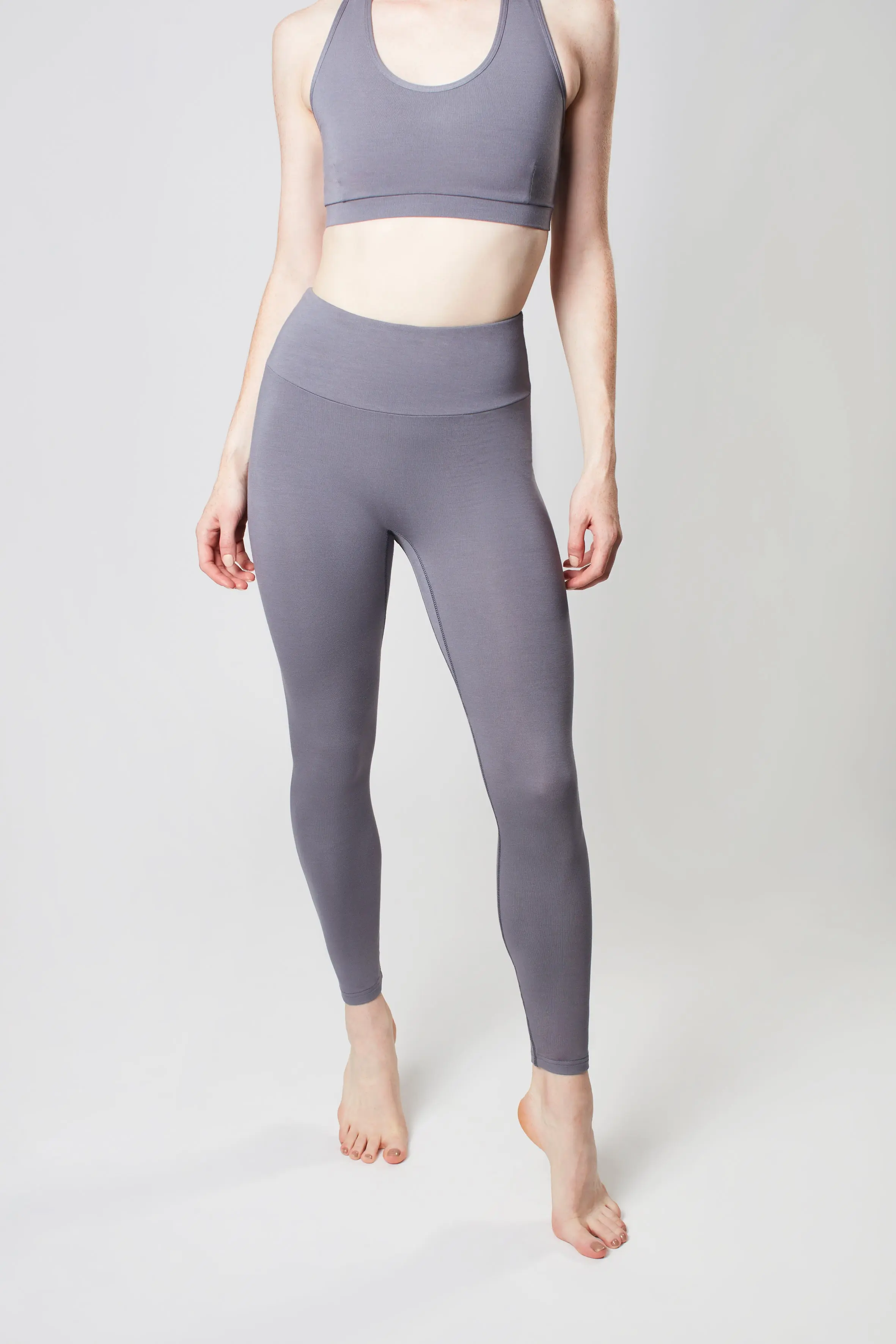 Pearl Grey High Waisted Leggings - Image 2