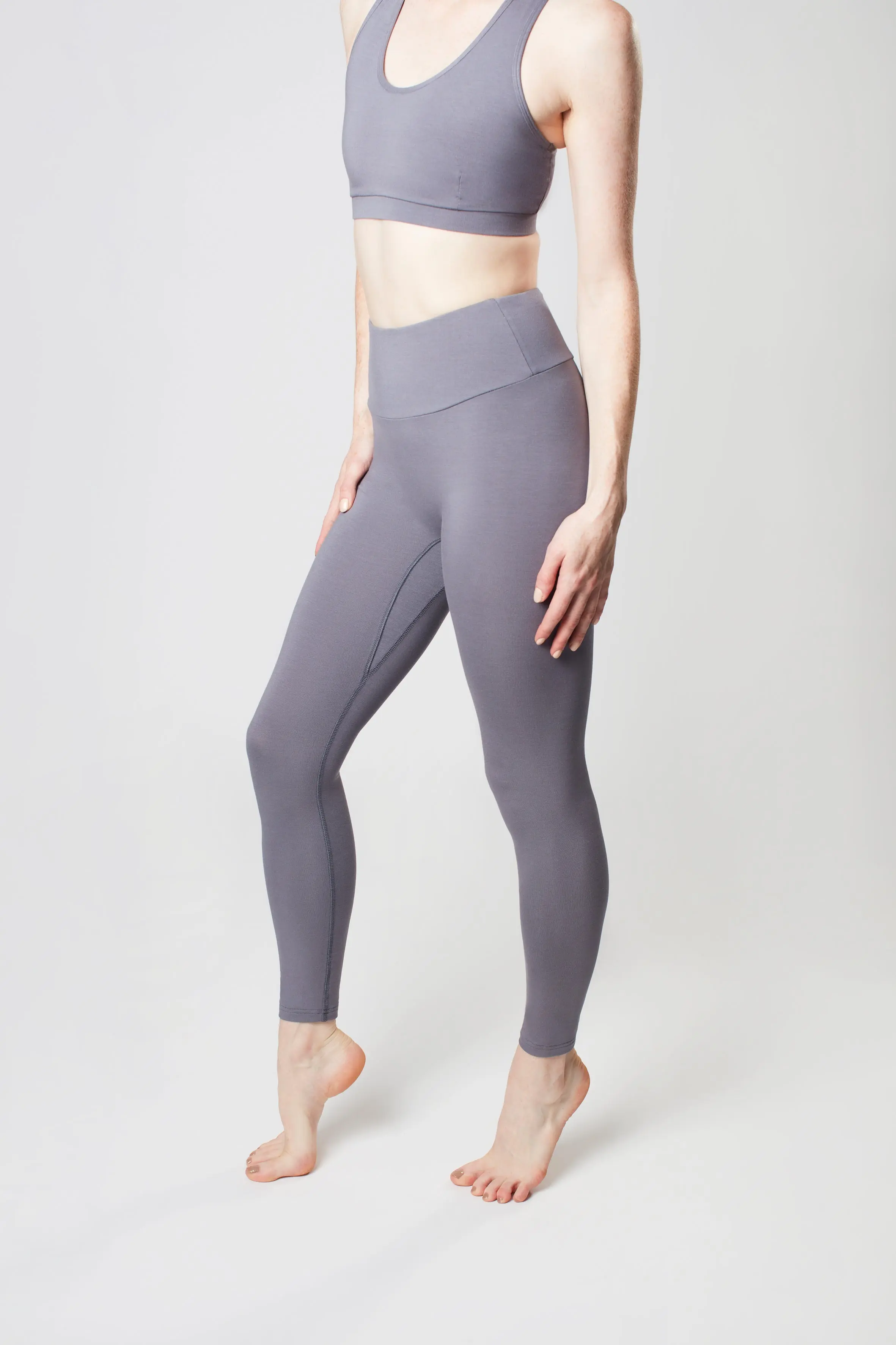 Pearl Grey High Waisted Leggings - Image 3