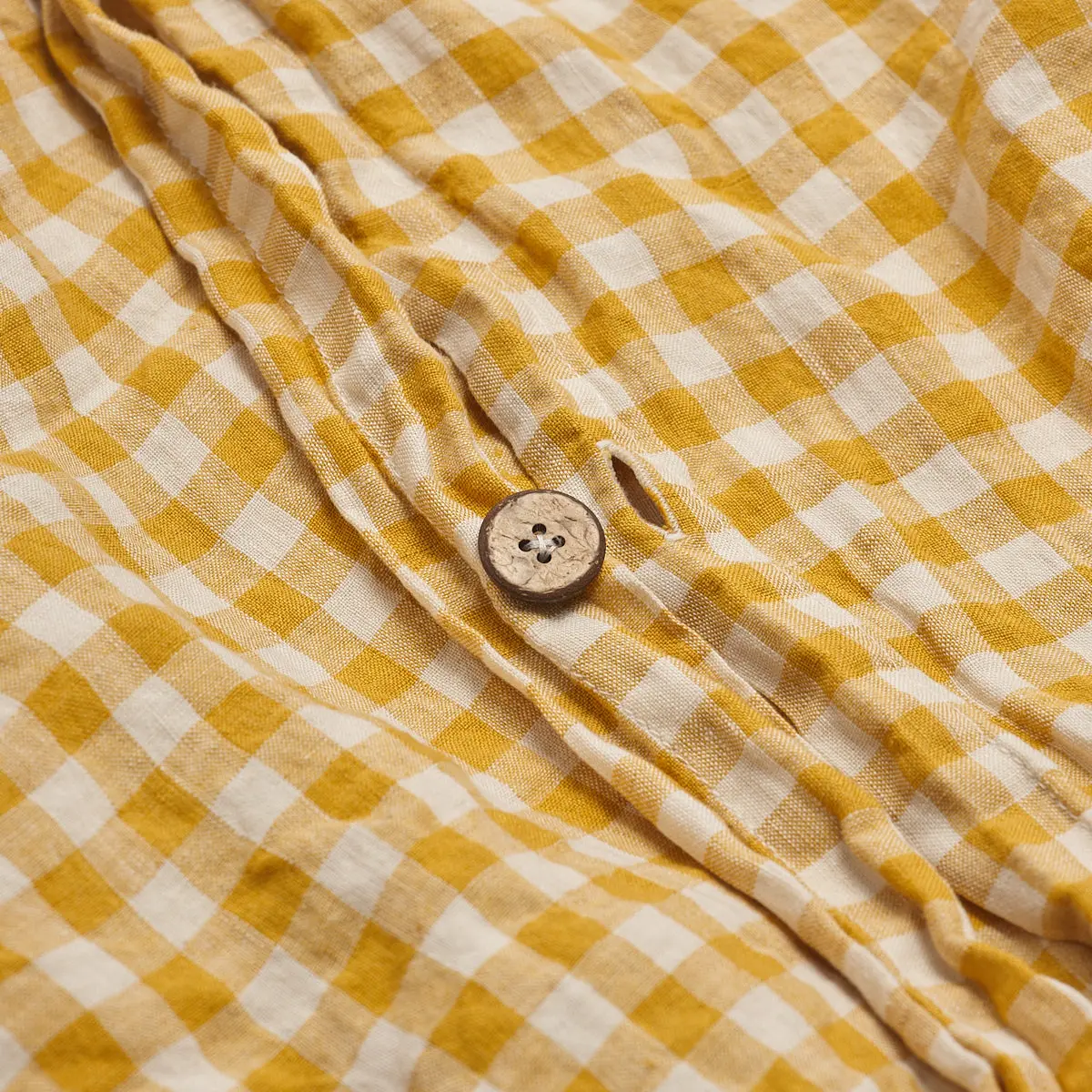 Honey Gingham Linen Blend Duvet Cover - Image 2