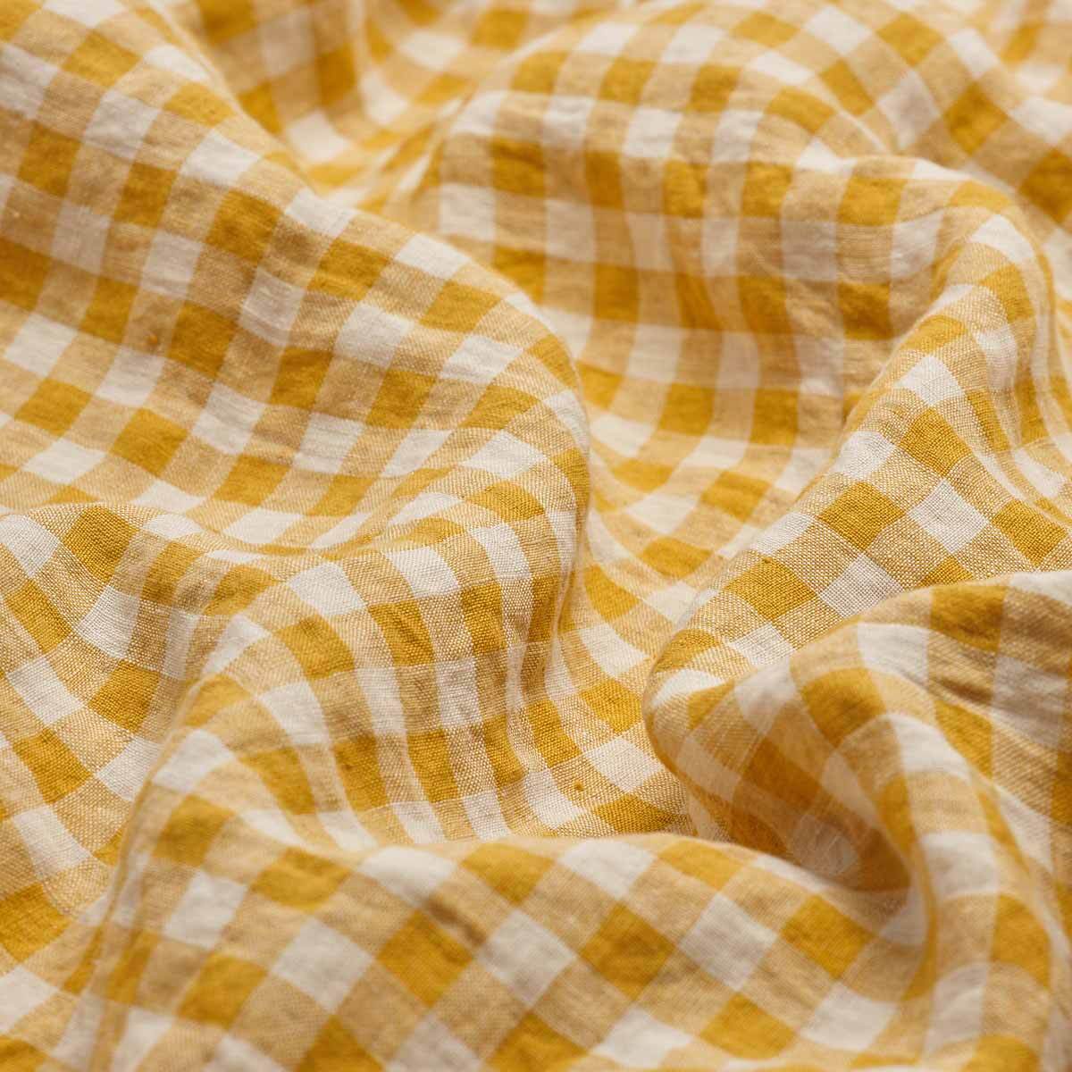 Honey Gingham Linen Blend Fitted Sheet - Image 2