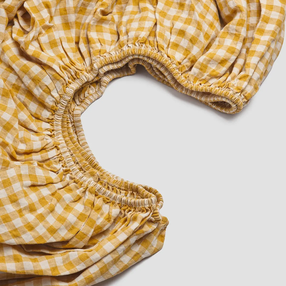 Honey Gingham Linen Blend Fitted Sheet - Image 3