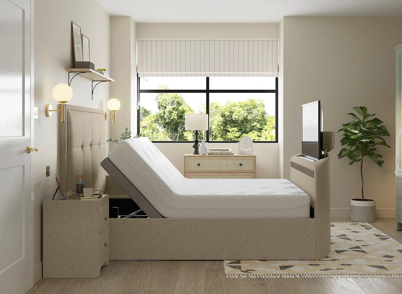 Hopkins Sleepmotion Adjustable Ottoman TV Bed - Cream