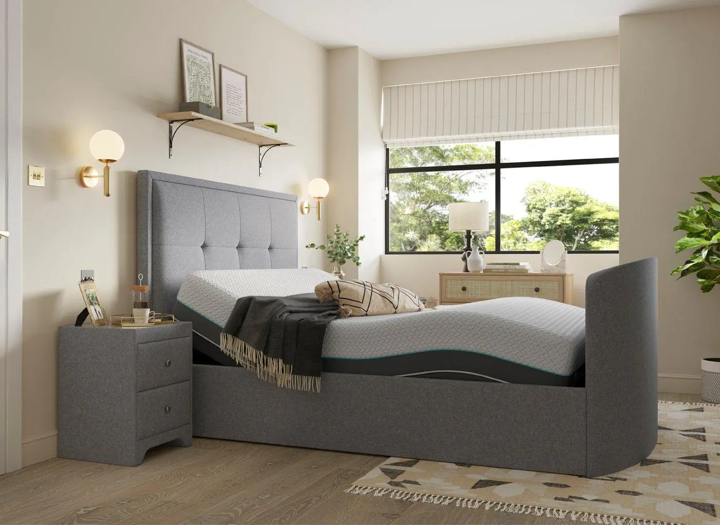 Hopkins Sleepmotion Adjustable Ottoman TV Bed - Grey