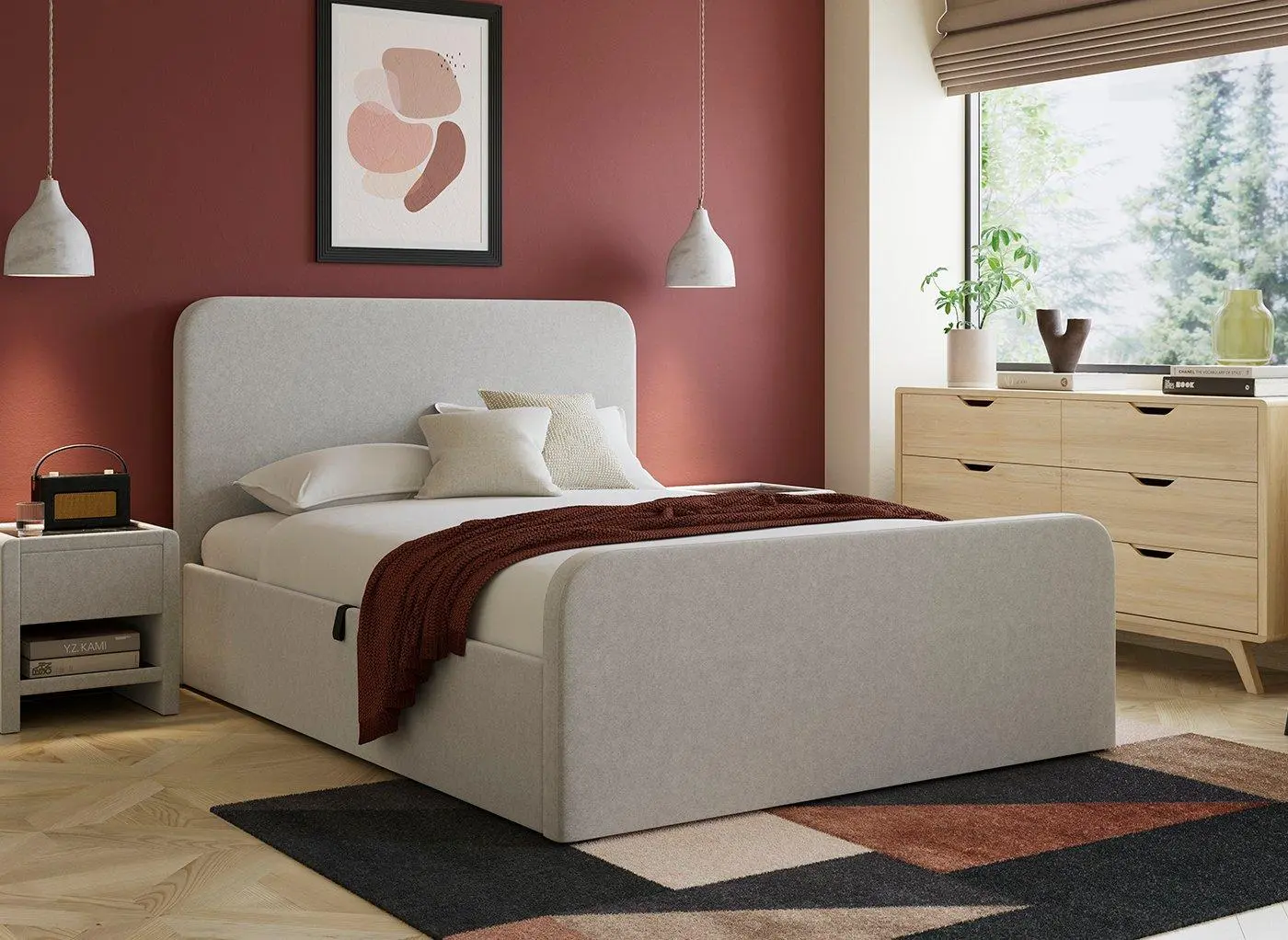 House Beautiful Margot Ottoman Bouclé Bed Frame - Grey