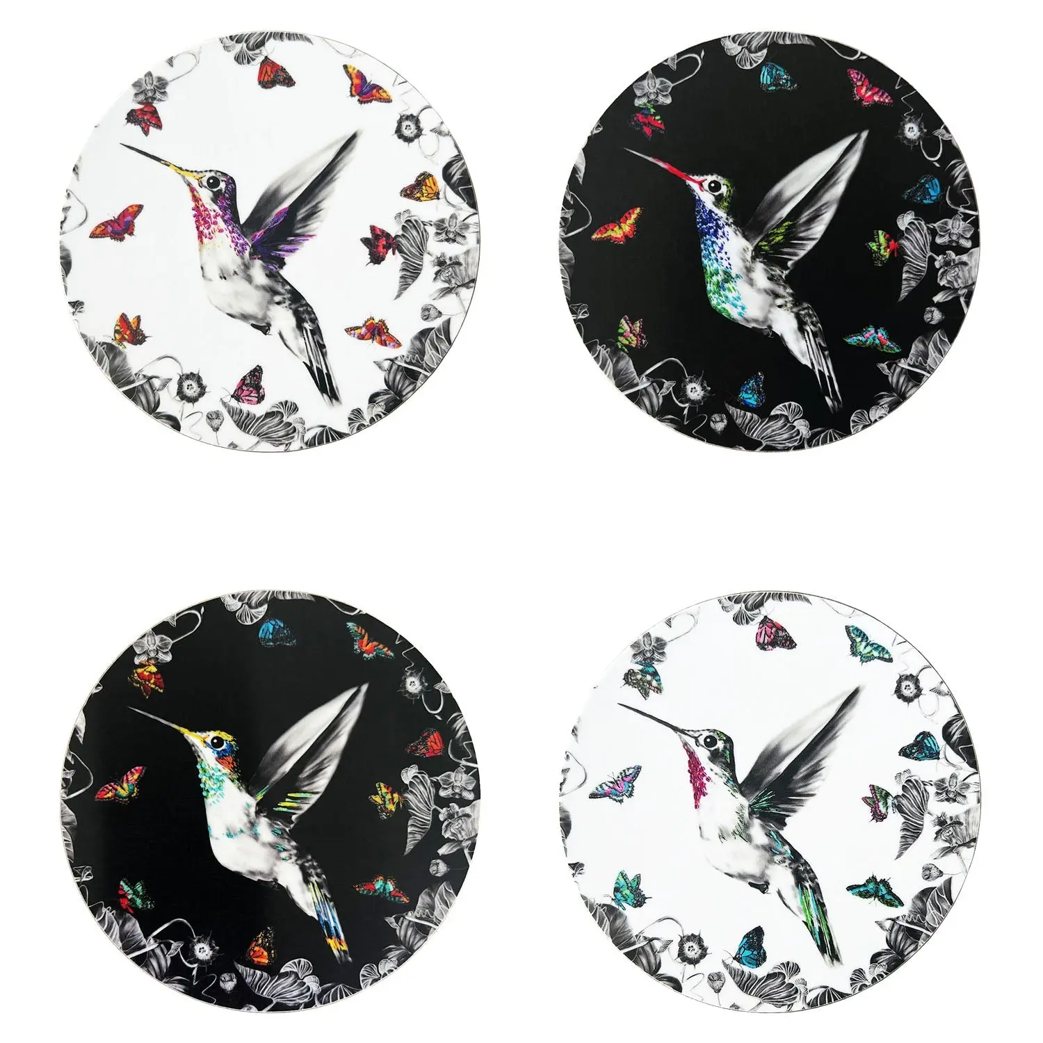 Hummingbird Coasters - Set B of 4 Mixed