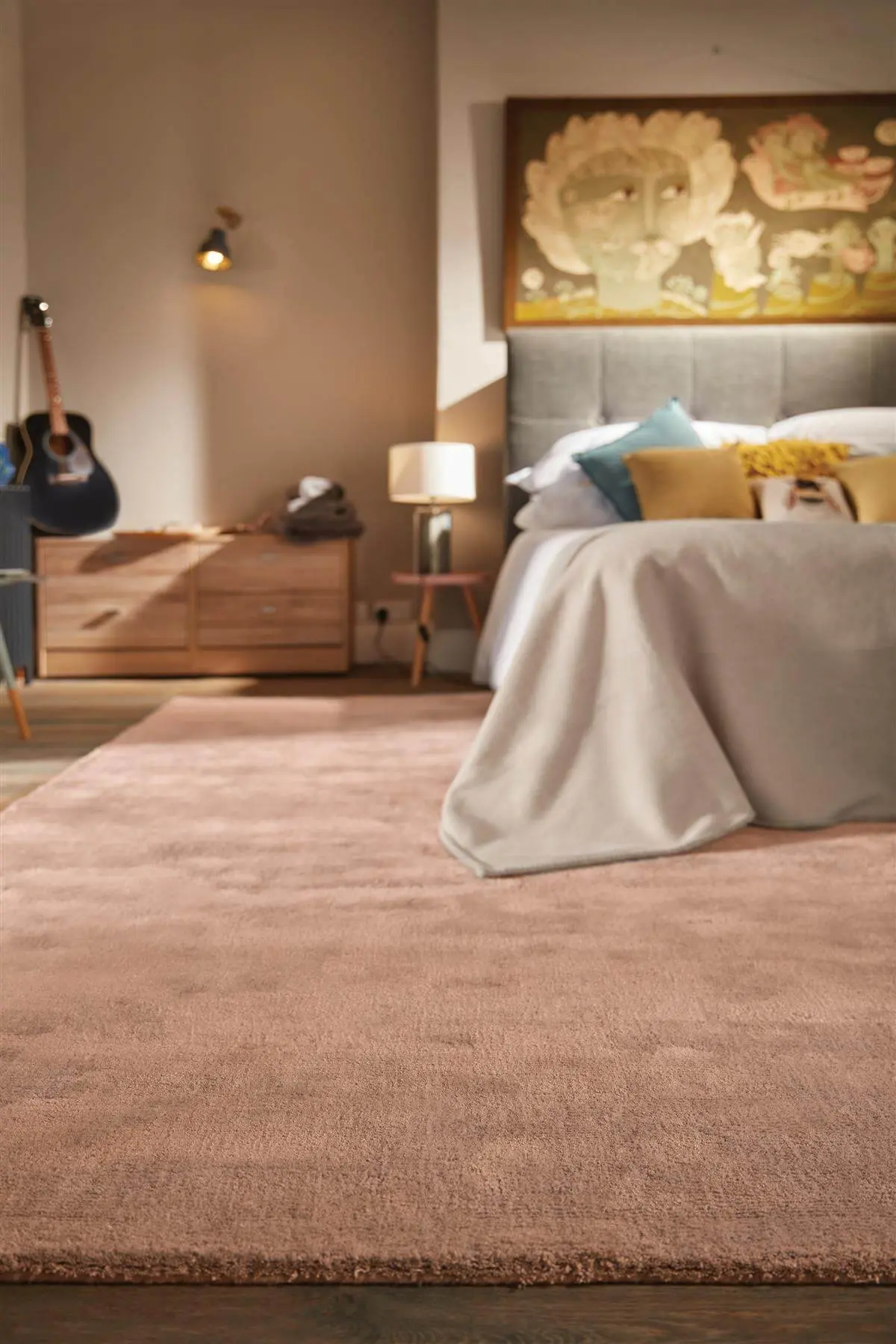 Hush Solid Coral Pink Luxury Rug - Image 2