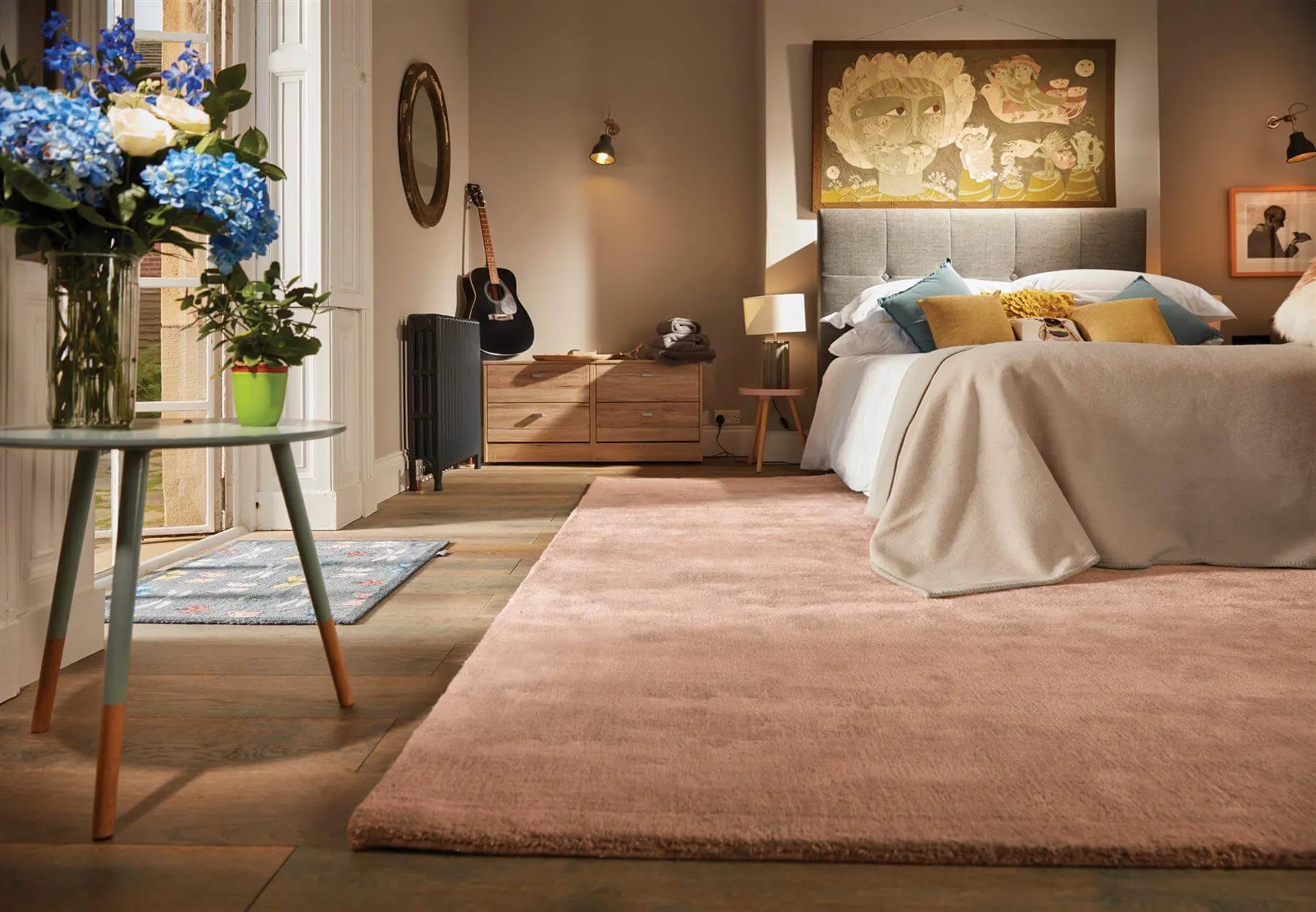 Hush Solid Coral Pink Luxury Rug - Image 3