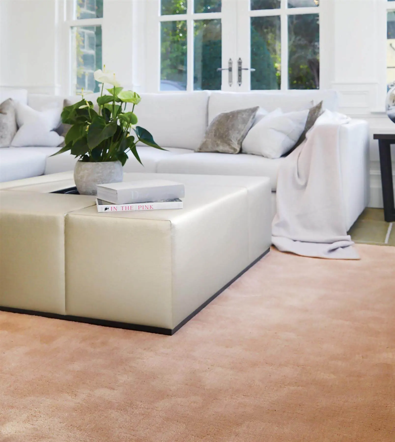 Hush Solid Coral Pink Luxury Rug - Image 4