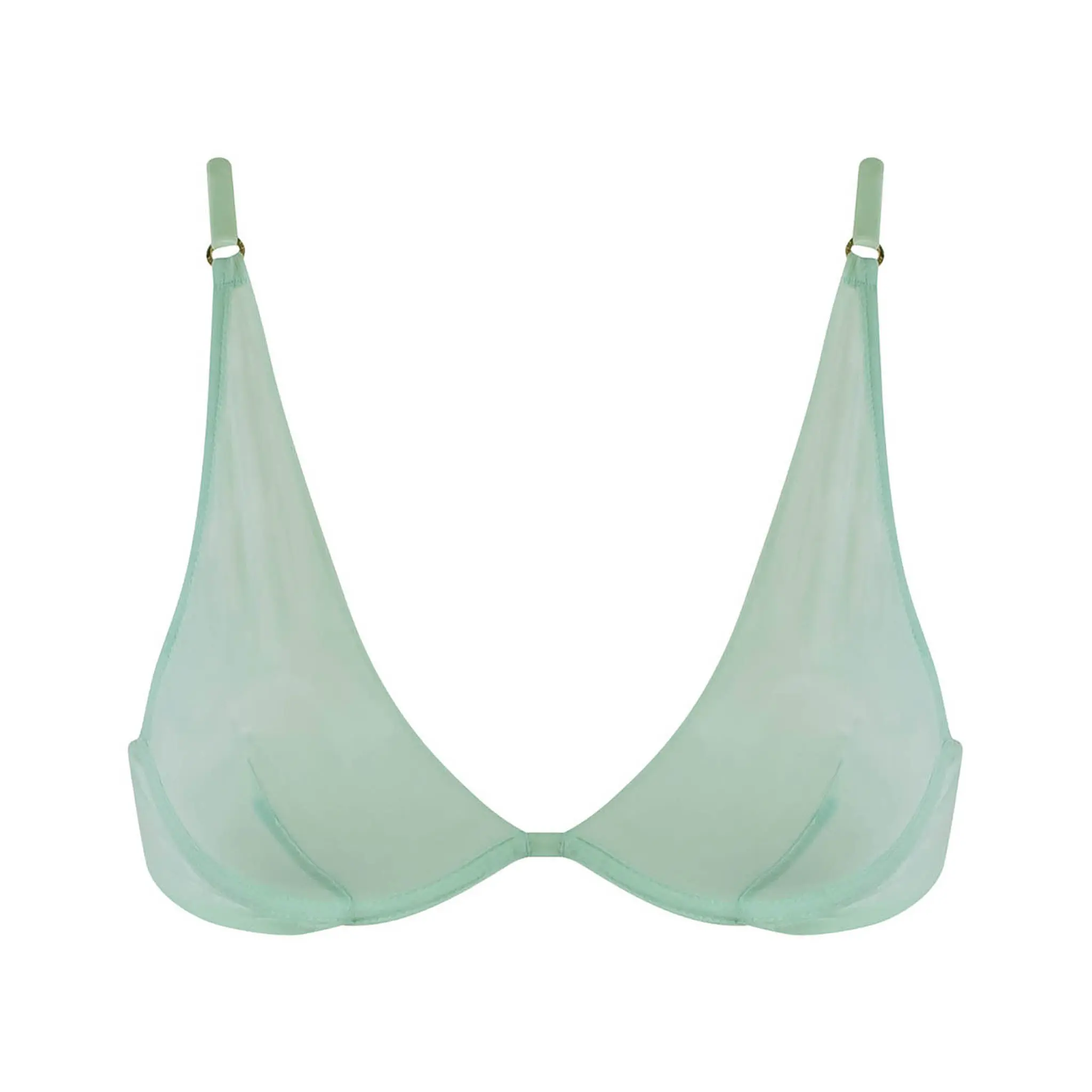 I.D. Line Deep Plunge Underwired Fine Mesh Bra Mint Cream
