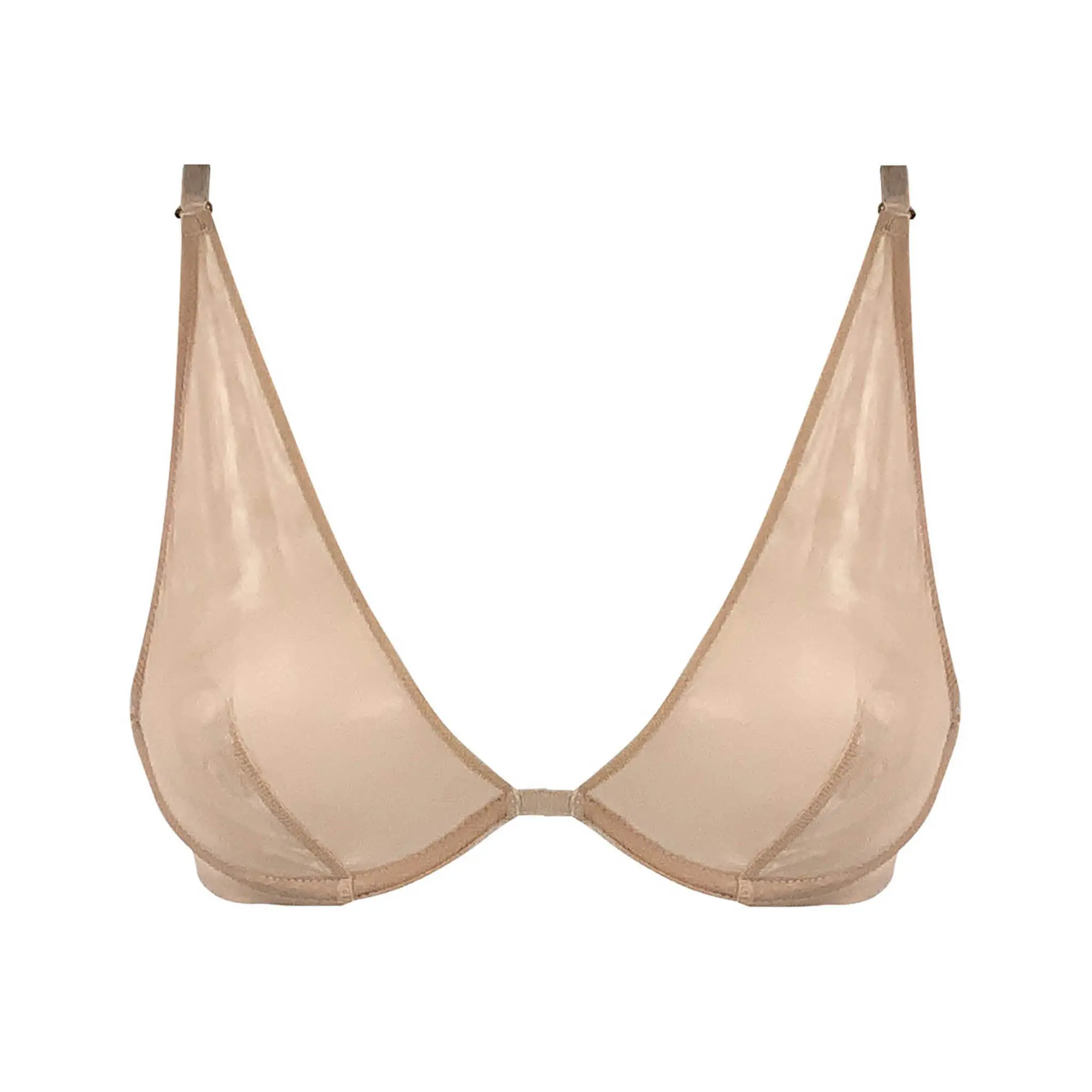 I.D. Line Deep Plunge Underwired Fine Mesh Bra Nude