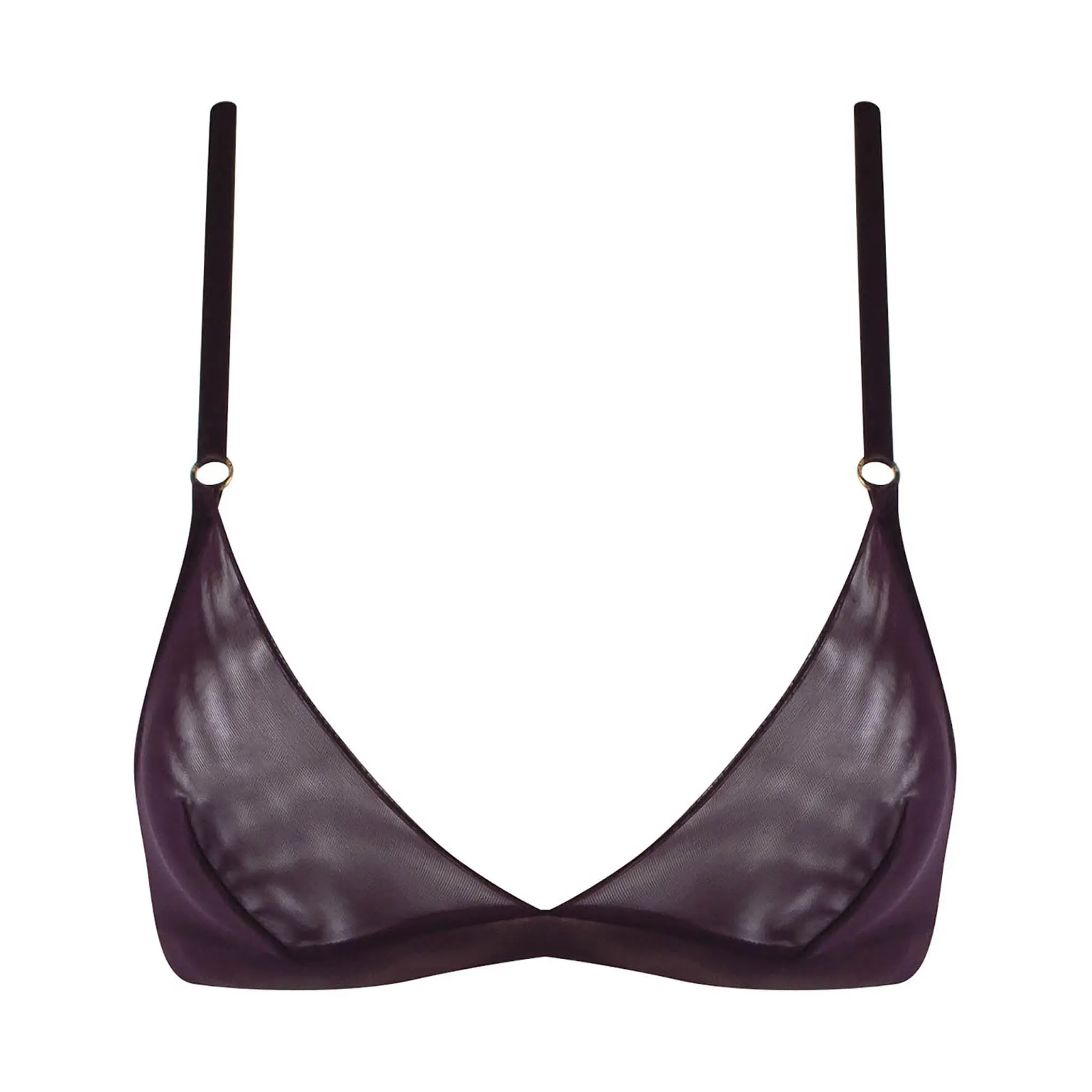 I.D. Line Soft Triangle Fine Mesh Bralette Brown