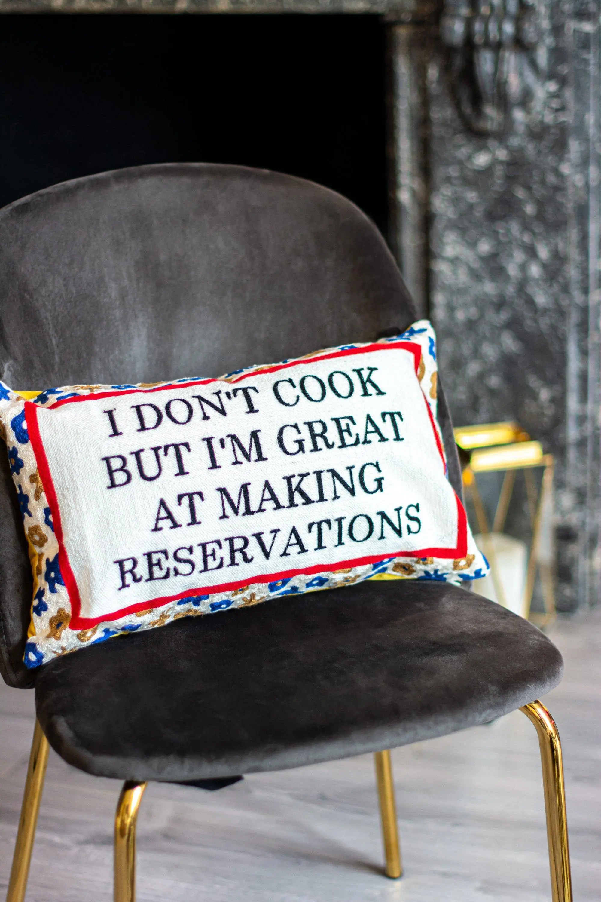 I Don't Cook Needlepoint Cushion - Image 2