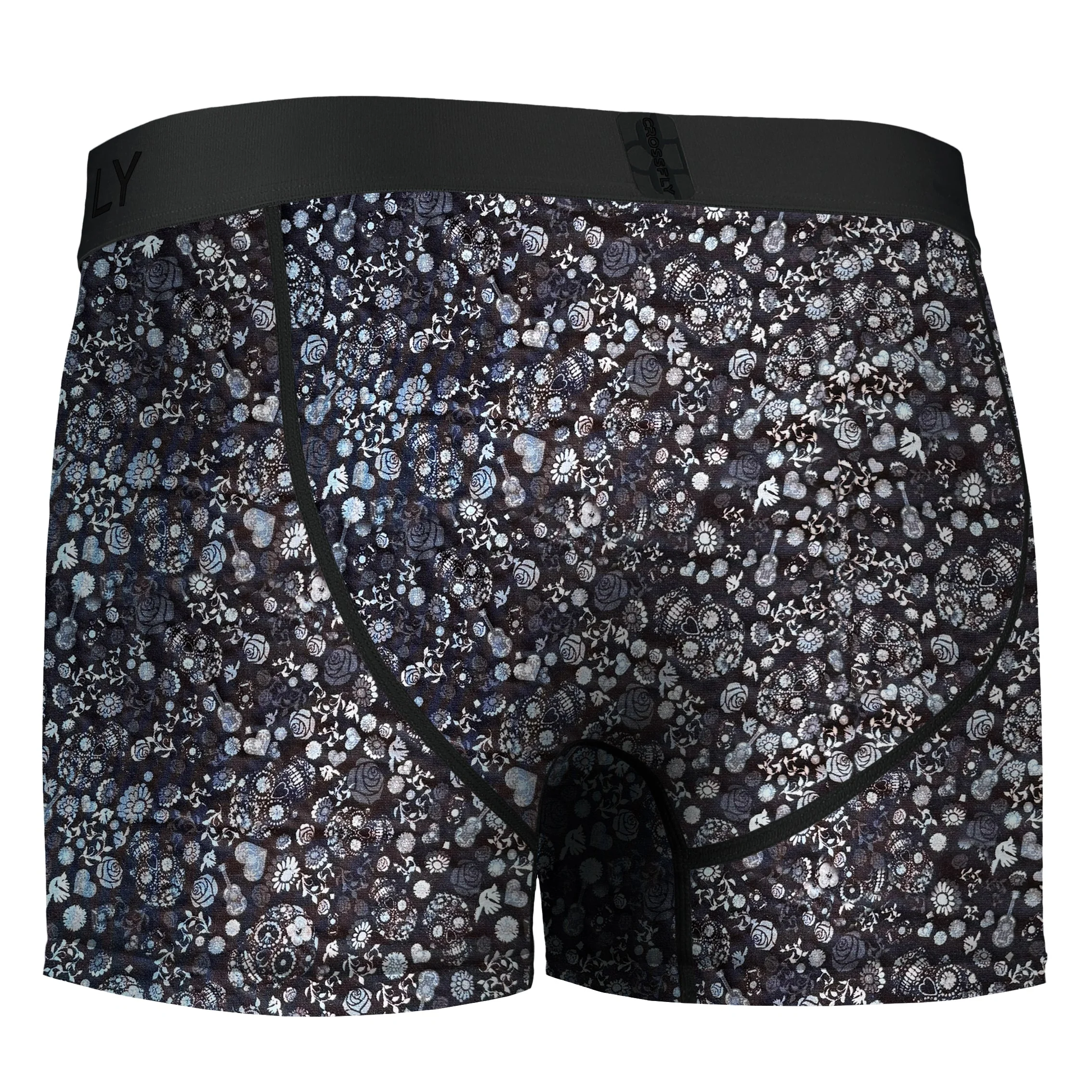 IKON Men's 3" Trunks - Skulls and Hearts Black - Image 2