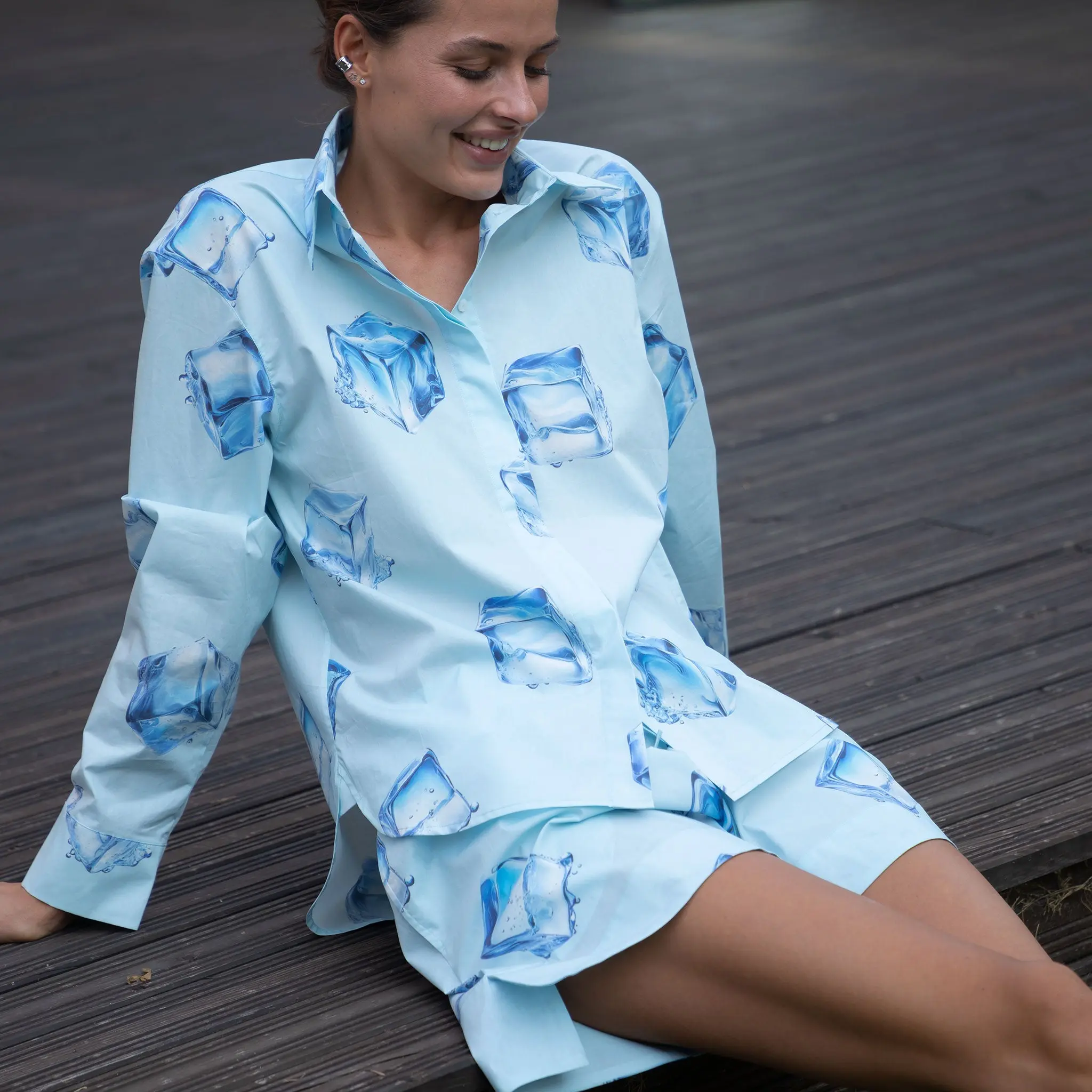 InStyle Cotton Poplin Shorts Ice Cubes - Image 3